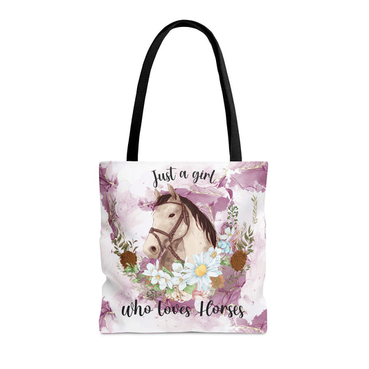 Tote Bag, Just a Girl Who Loves Horses, Personalised/Non-Personalised Tote bag