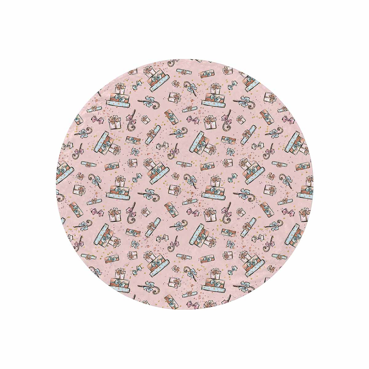 Pink Christmas  Circular Micro Fleece Blanket 60"