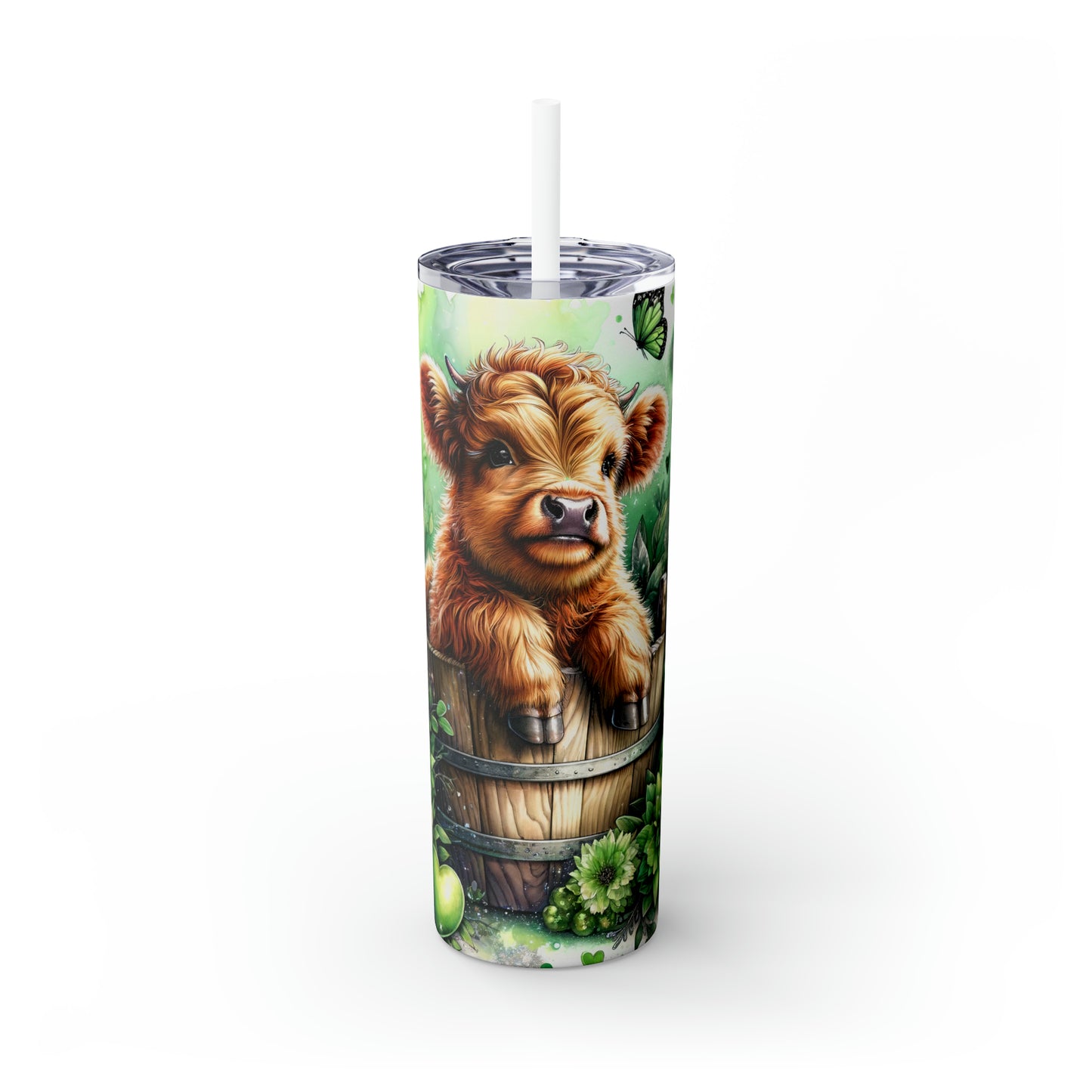 Skinny Tumbler with Straw, 20oz, Baby Highland Cow