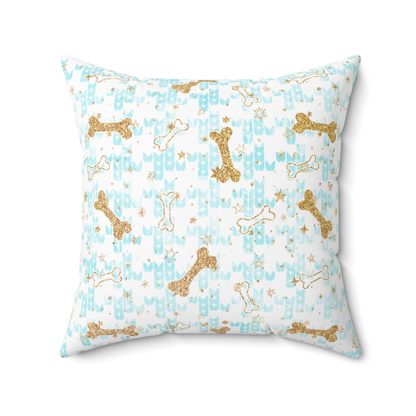 Spun Polyester Square Pillow, Doggie Bones Christmas Cushion