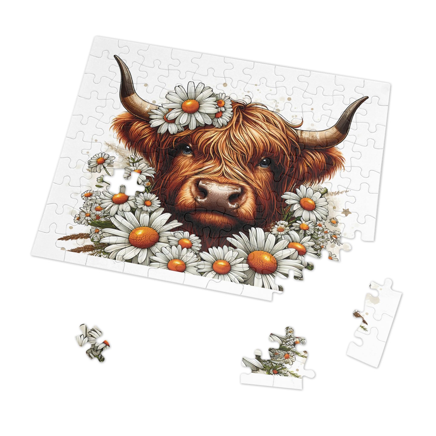 Jigsaw Puzzle, Highland Cow, Personalised/Non-Personalised (30, 110, 252, 500,1000-Piece)