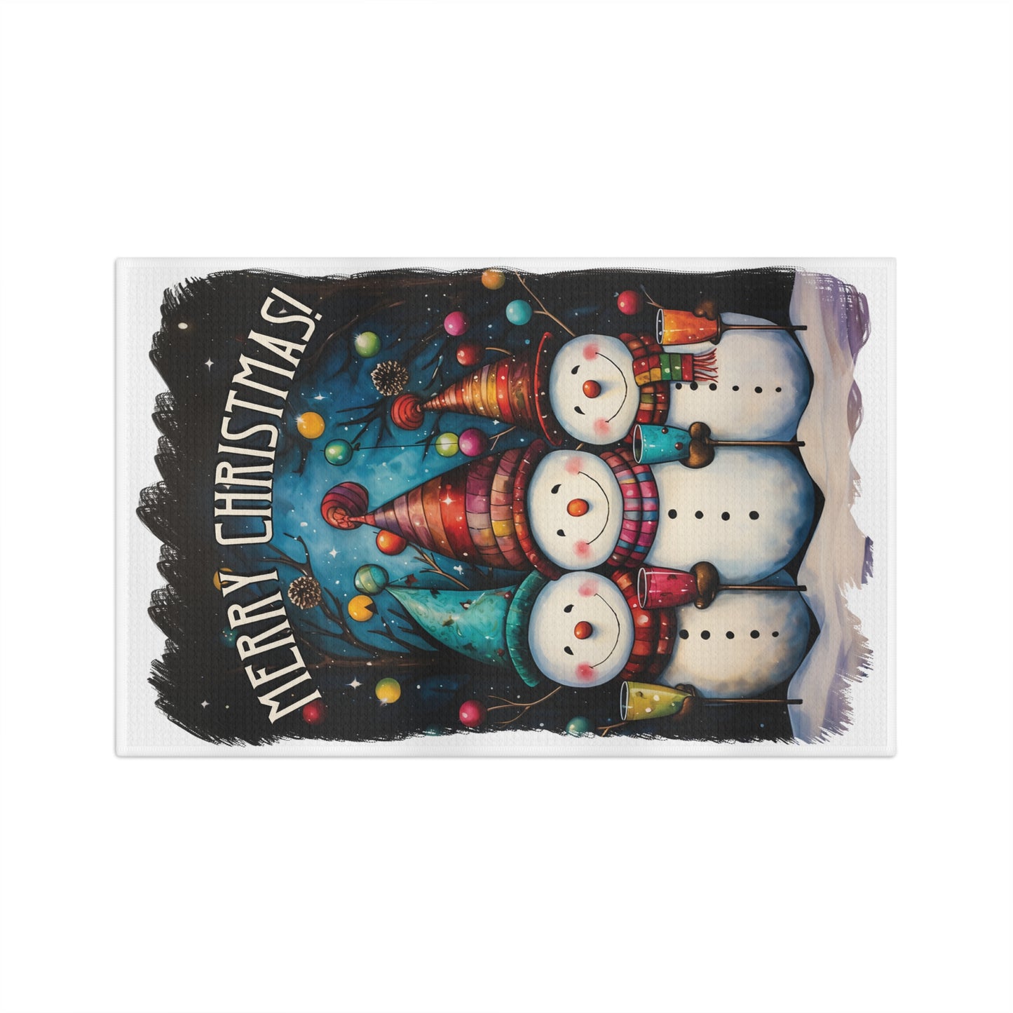 Microfiber Tea Towel, Merry Christmas Snowmen