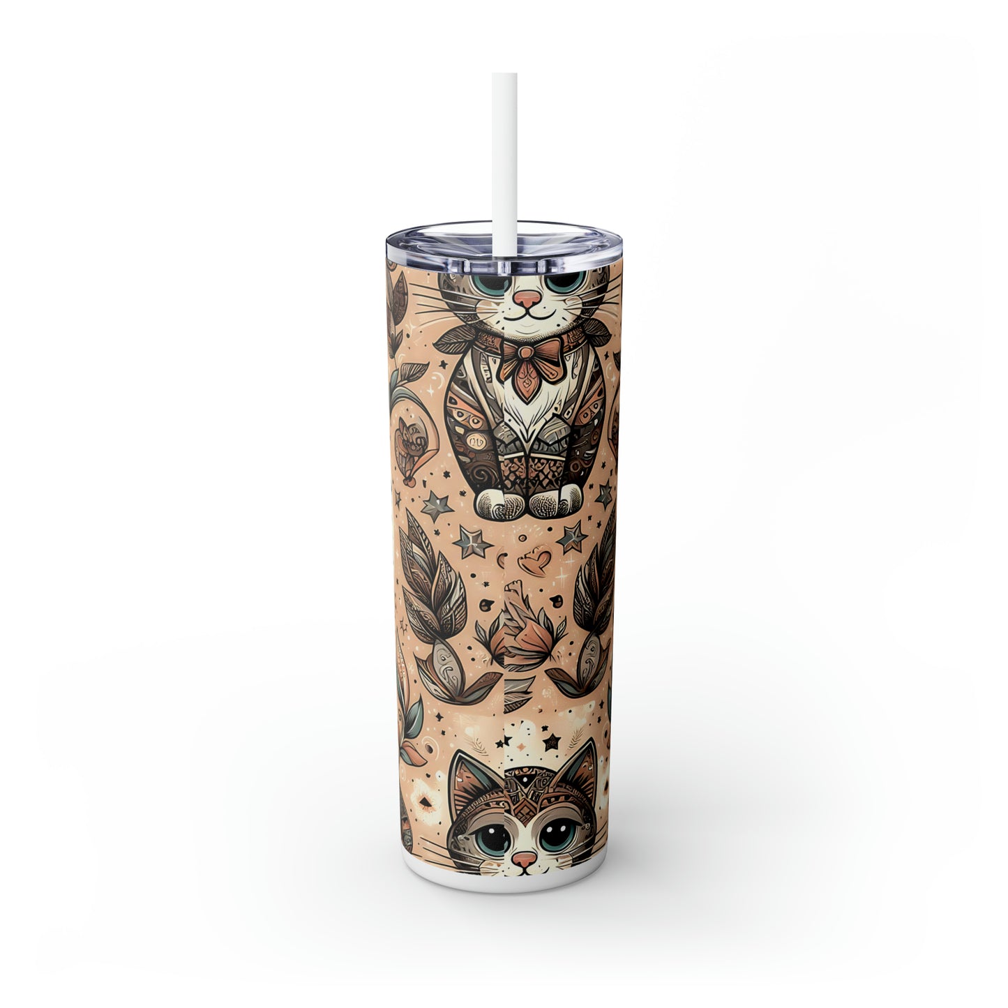 Skinny Tumbler with Straw, 20oz, Cats, awd-325