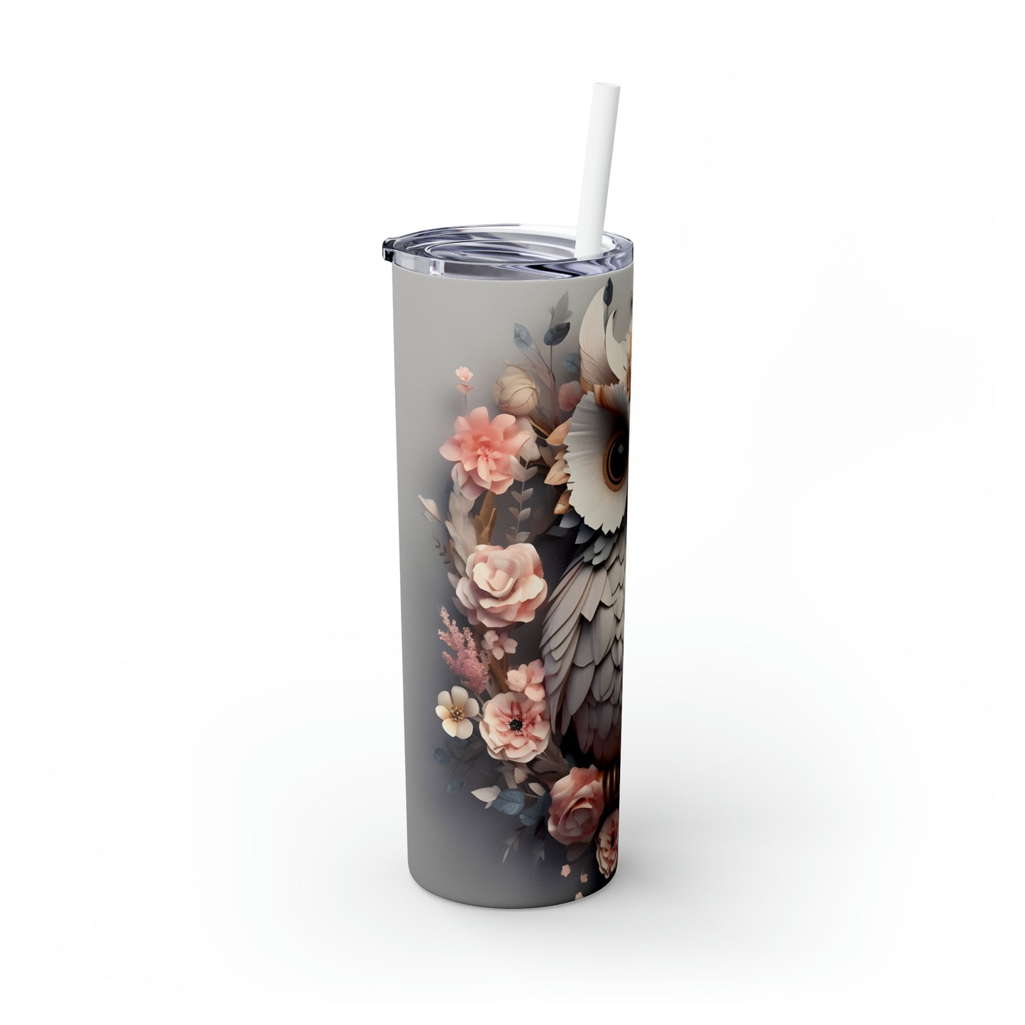 Skinny Tumbler with Straw, 20oz, Owl