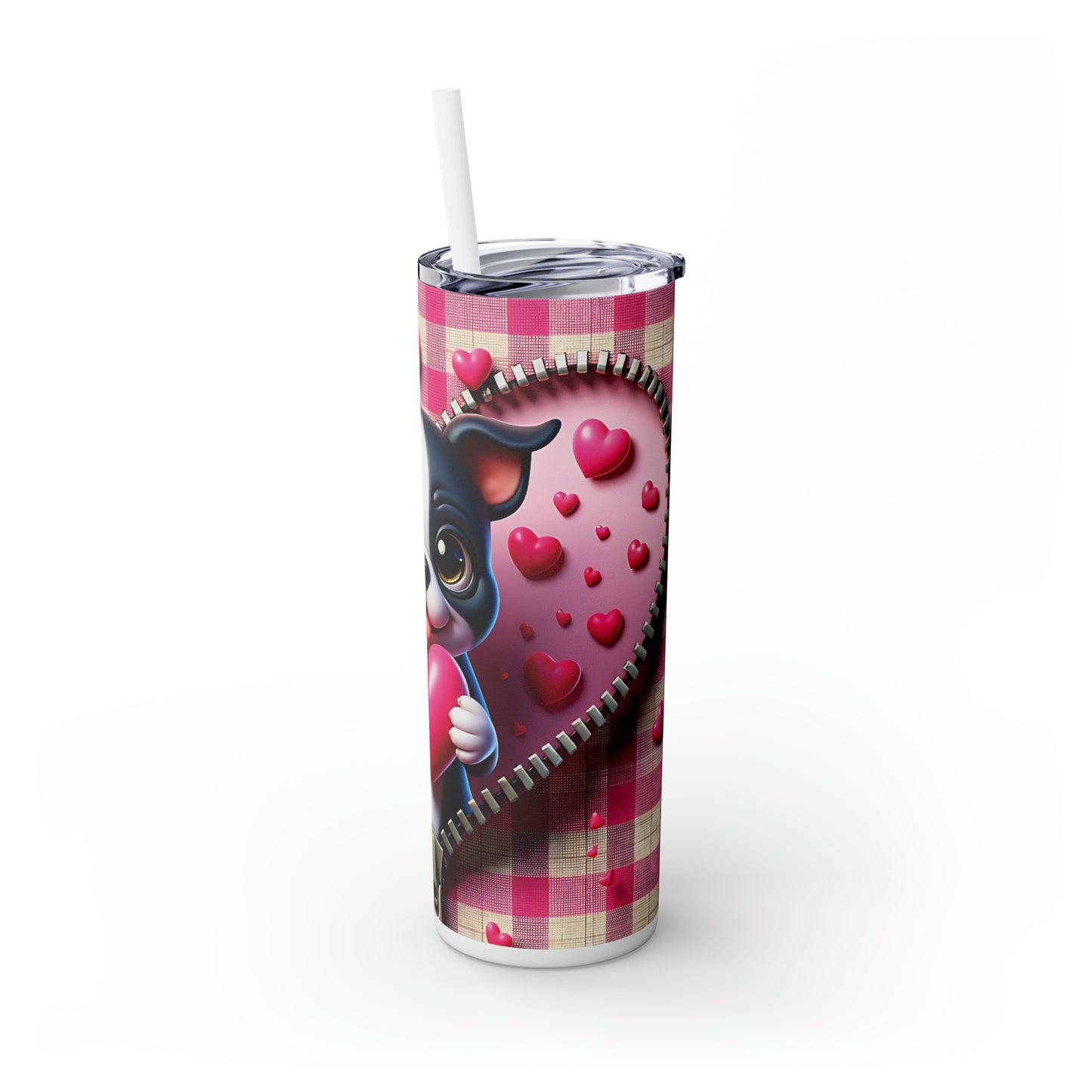 Skinny Tumbler with Straw, 20oz, Dog, Valentines Day, awd-1132