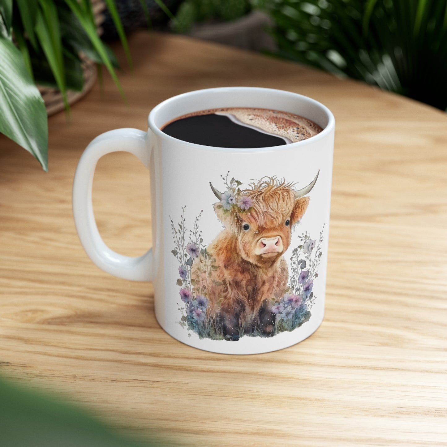 Personalised/Non Personalised Highland Cow, Ceramic Mug 11oz, Highland Cow Mug