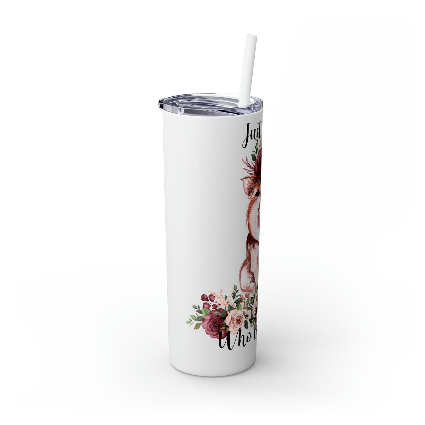 Skinny Tumbler with Straw, 20oz, Just A Girl Who Loves Pigs