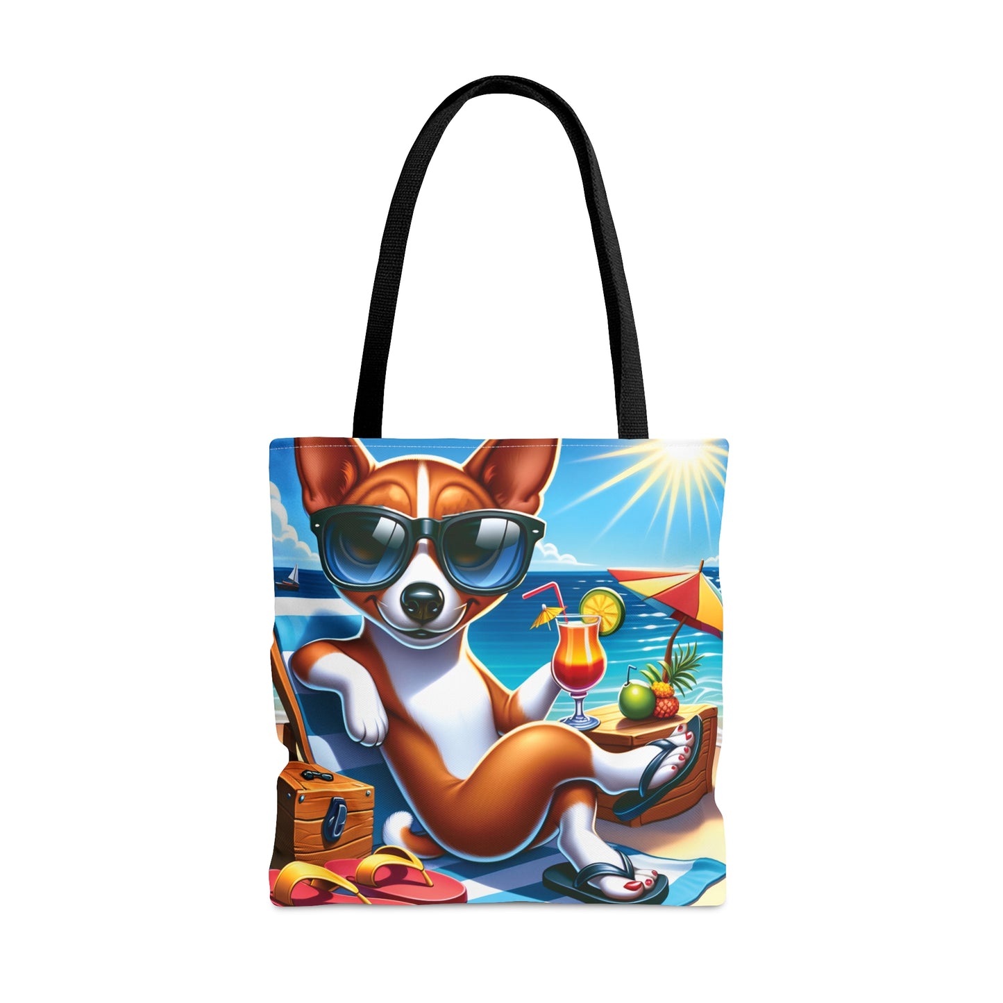 Tote Bag, Dog on Beach, Basenji, Tote bag, awd-1111