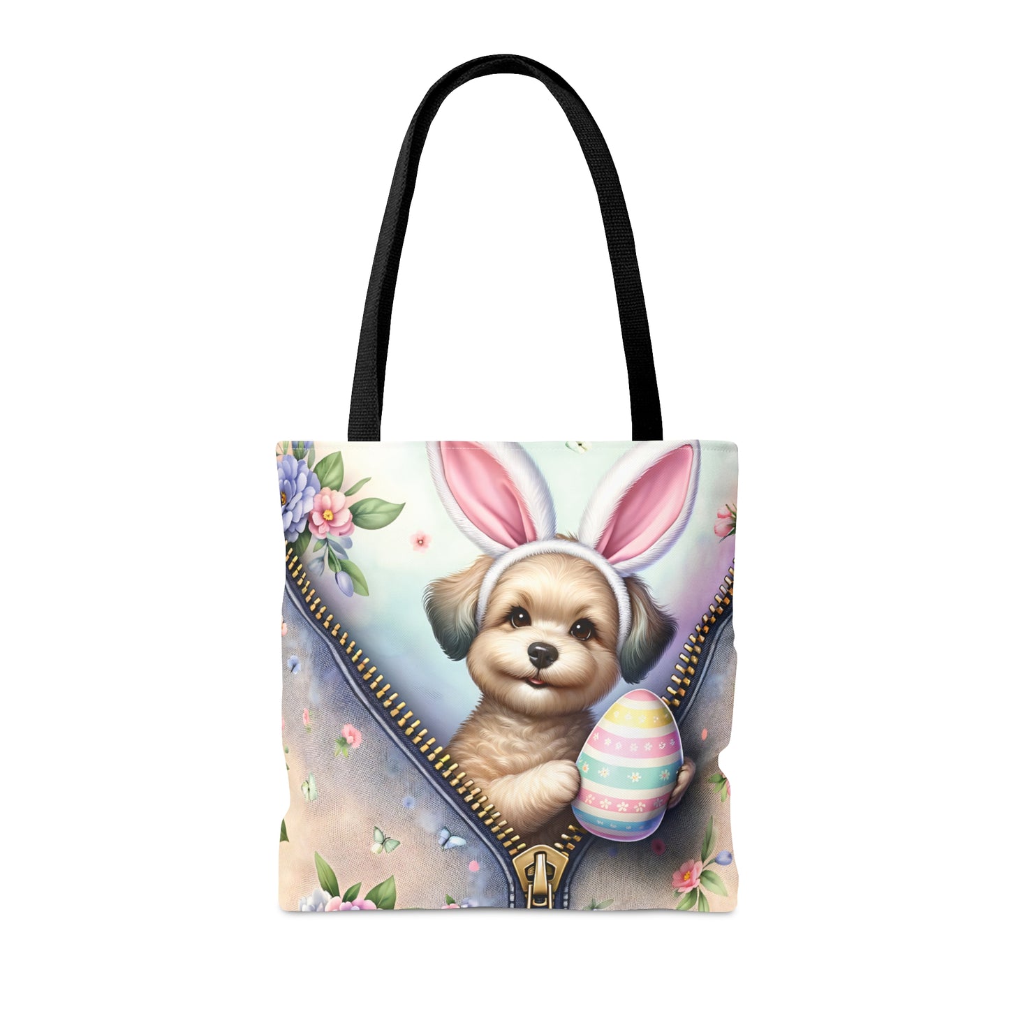 Tote Bag, Easter, Cute Dog with Bunny Ears, Personalised/Non-Personalised Tote bag