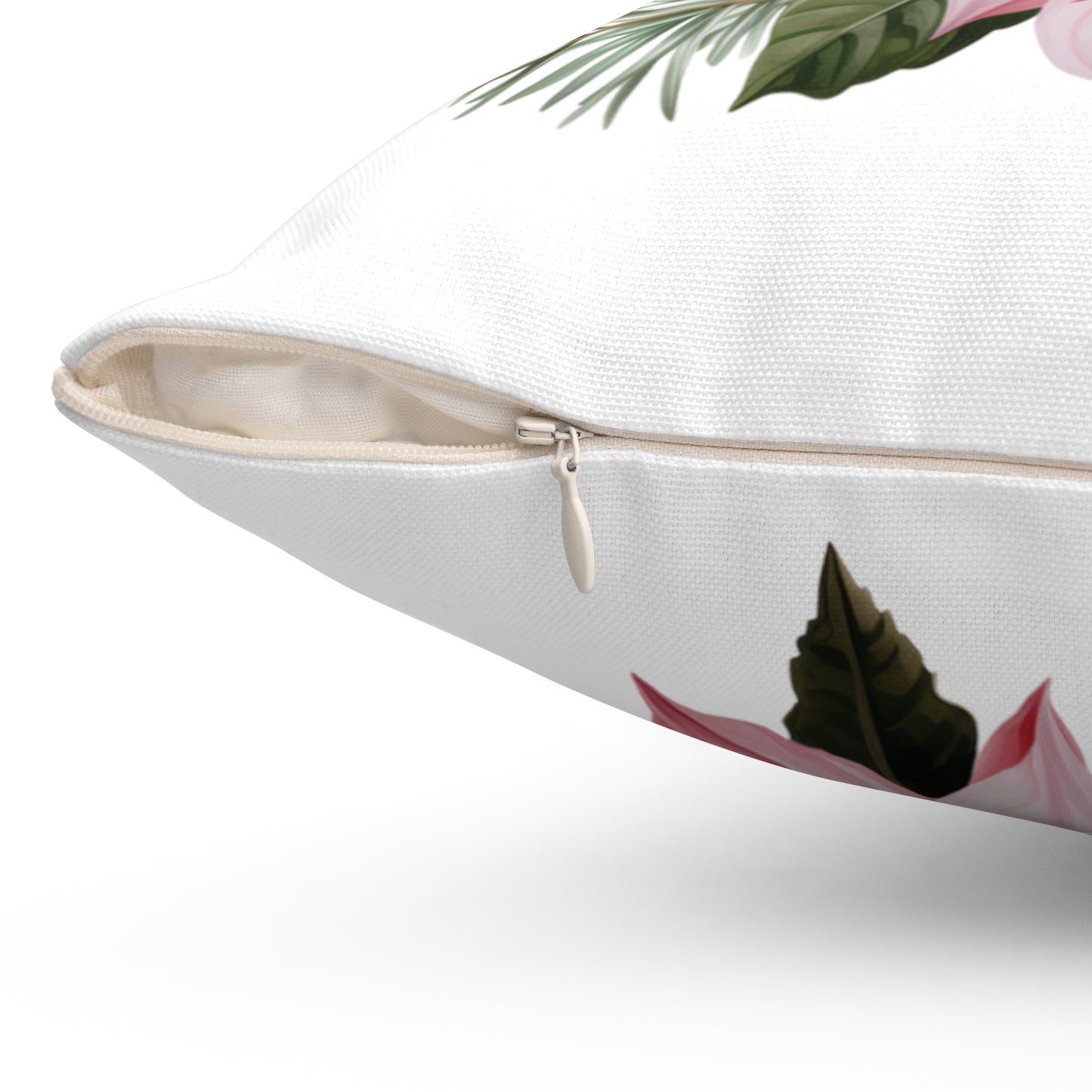 Polyester Square Cushion, Pink Poinsettia