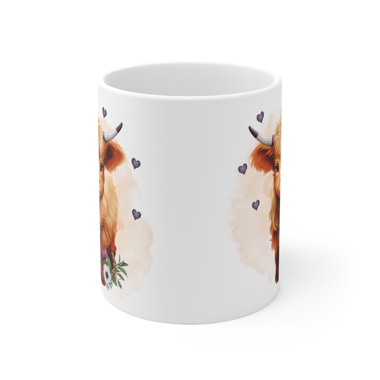 Personalised/Non Personalised Highland Cow, Ceramic Mug 11oz, Highland Cow Mug