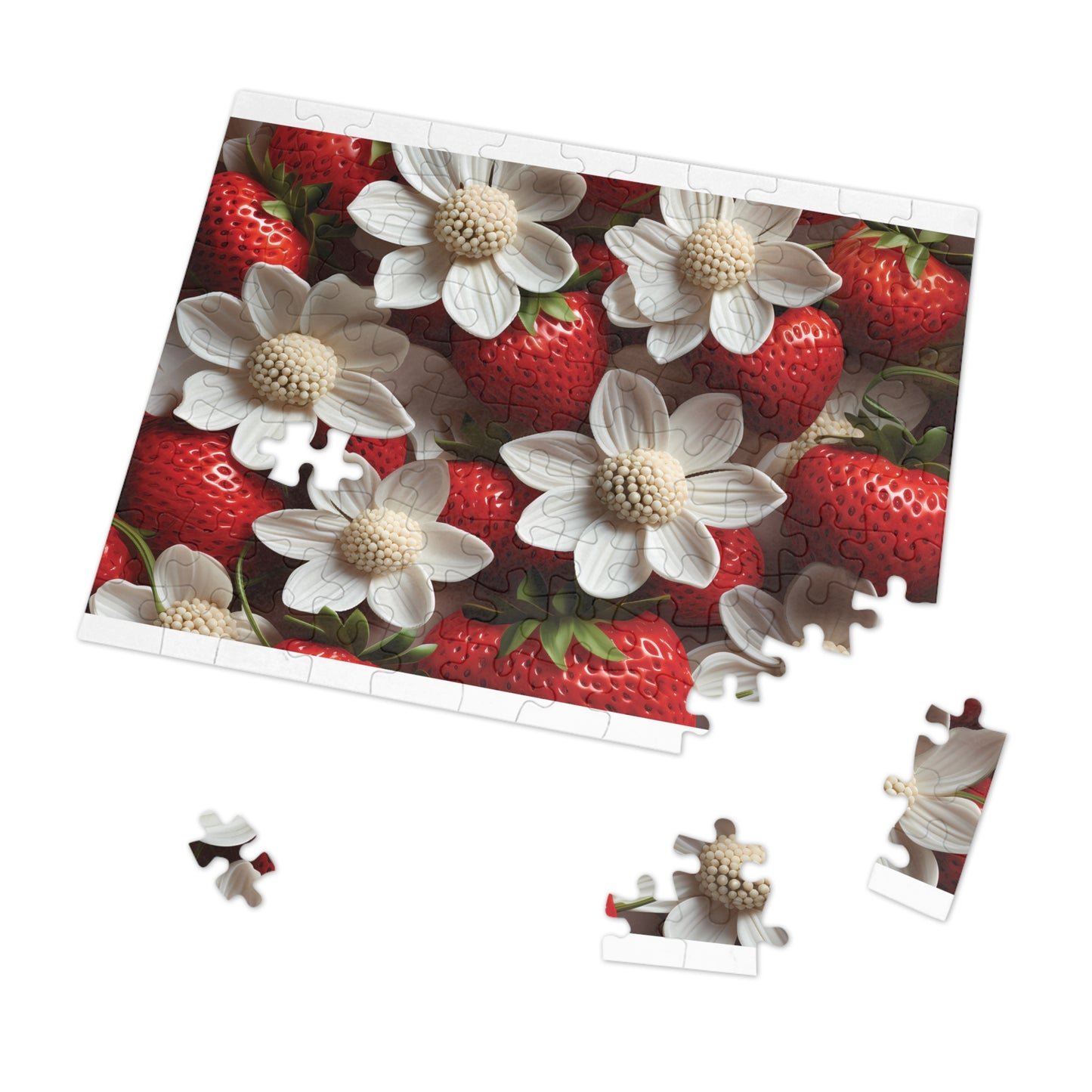 Jigsaw Puzzle, Floral, Strawberries, Personalised/Non-Personalised (30, 110, 252, 500,1000-Piece)