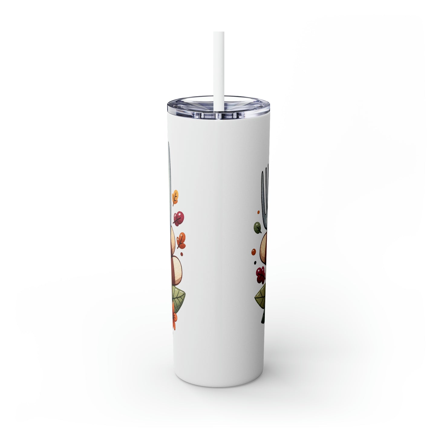 Skinny Tumbler with Straw, 20oz,  Thanksgiving, Ready to Gobble, awd-338