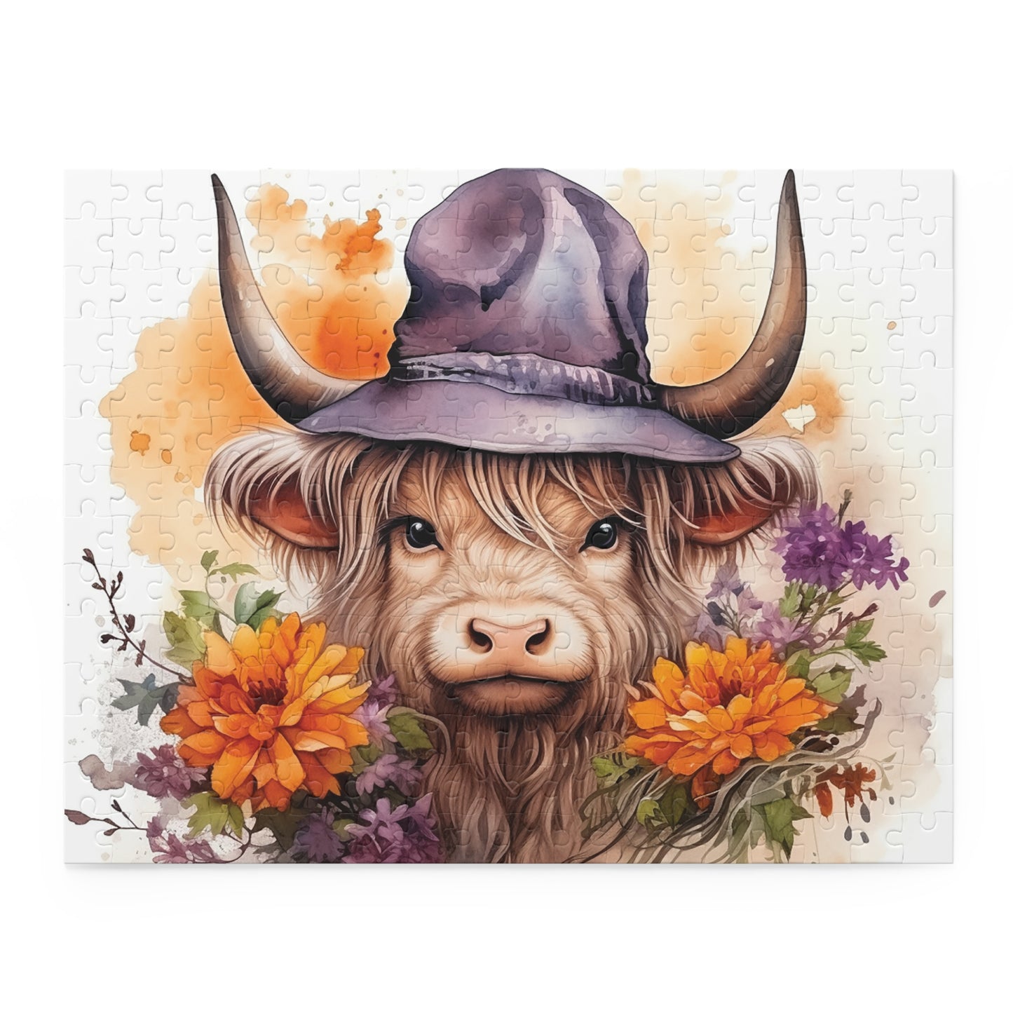 Personalised/Non-Personalised Puzzle, Highland Cow (120, 252, 500-Piece)