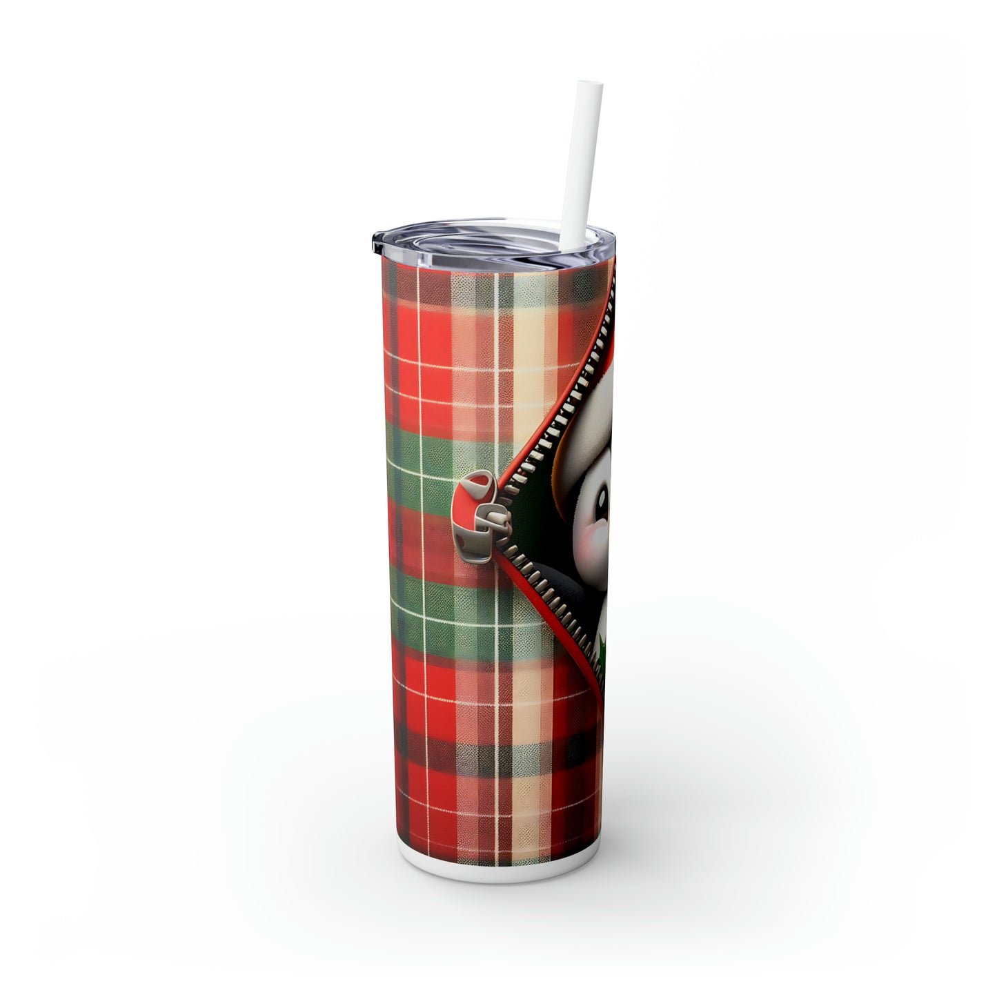 Skinny Tumbler with Straw, 20oz, Penguin