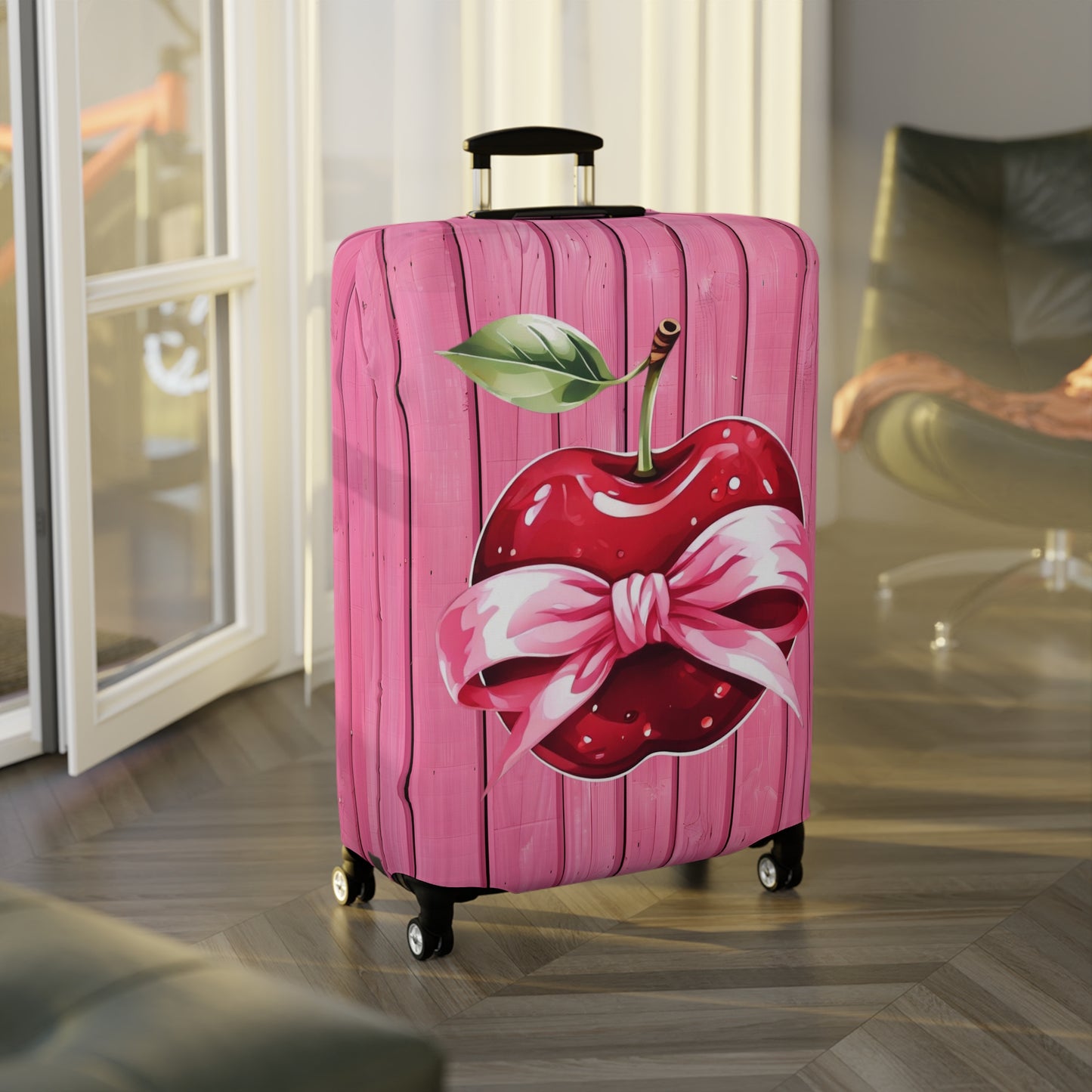 Luggage Cover, Rockabilly, Coquette, Pink Timber, Apple and Ribbon, awd-2526