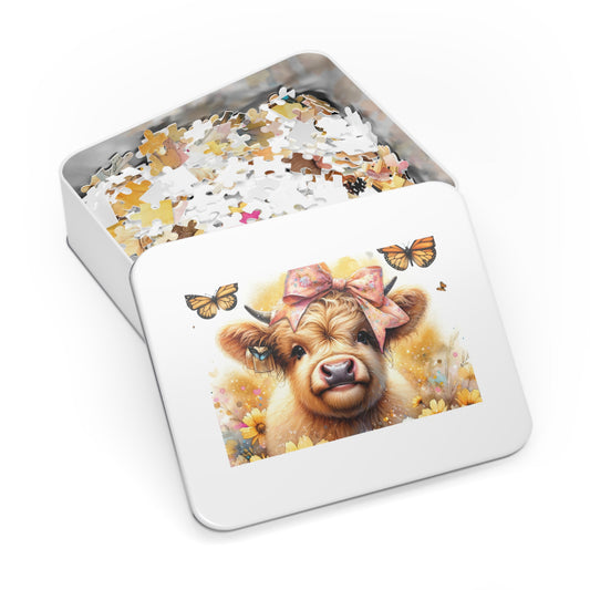 Jigsaw Puzzle, Highland Cow, Personalised/Non-Personalised (30, 110, 252, 500,1000-Piece)