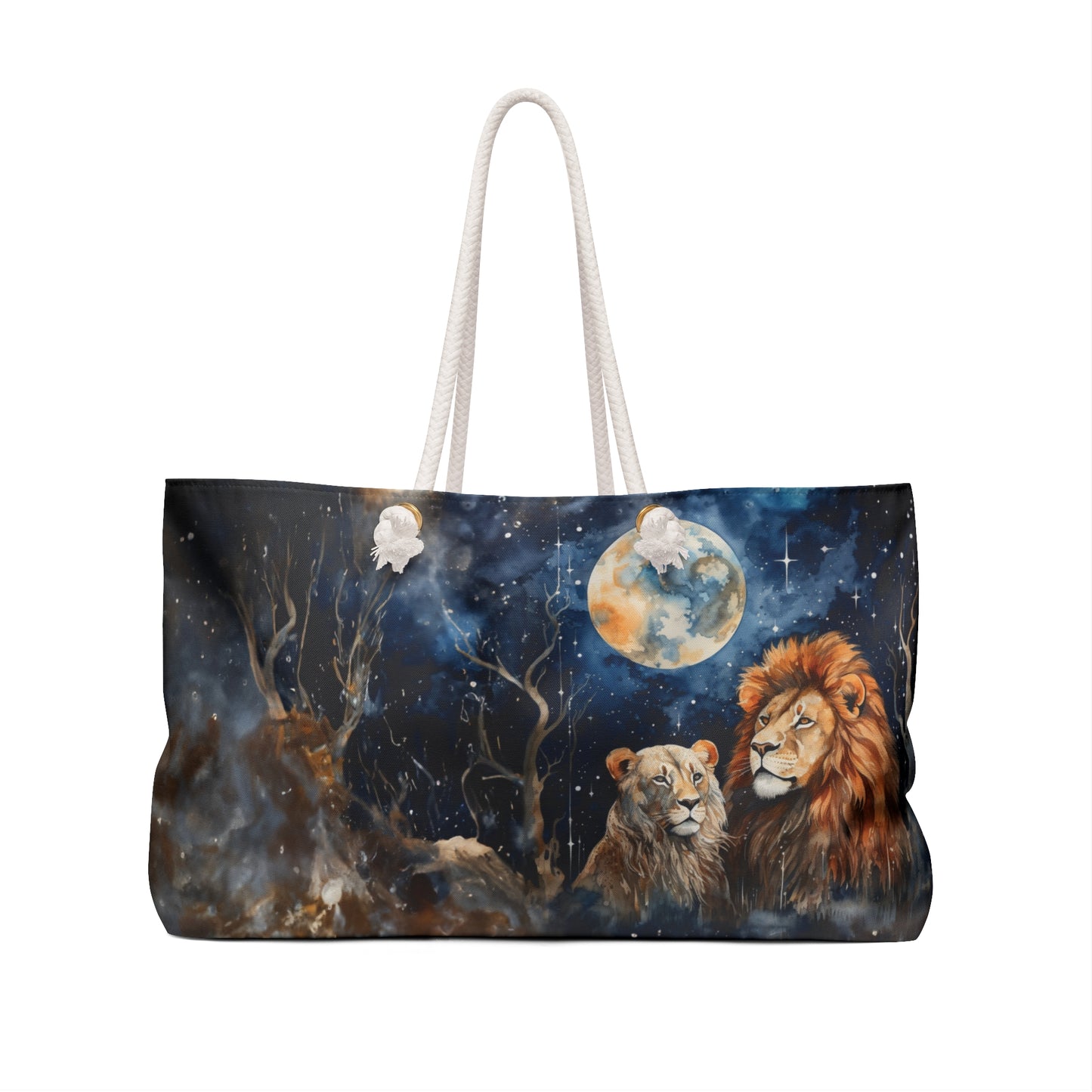 Personalised/Non-Personalised Weekender Bag, Lions, Large Weekender Bag, Beach Bag, Book Bag