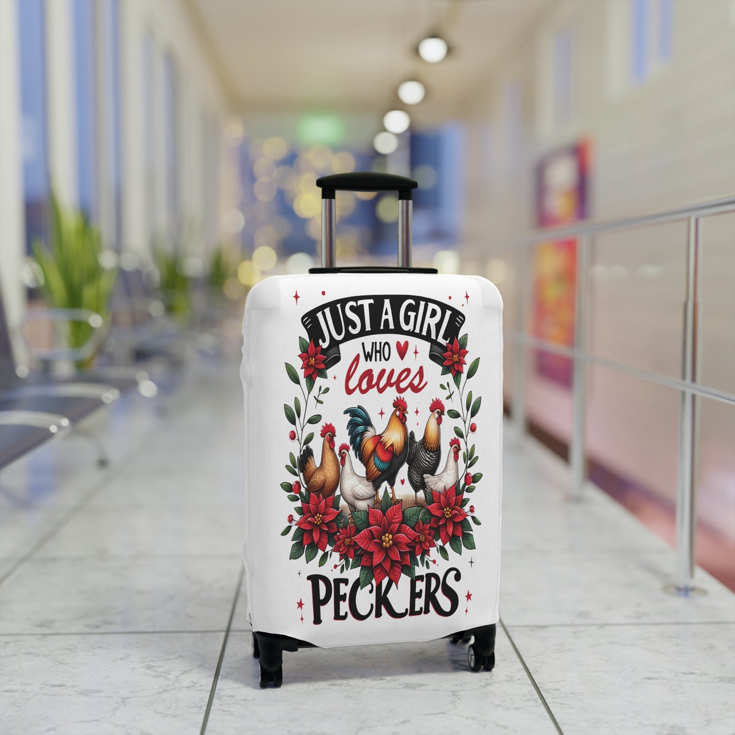 Luggage Cover, Chicken, Just a Girl who Loves Peckers, awd-1071