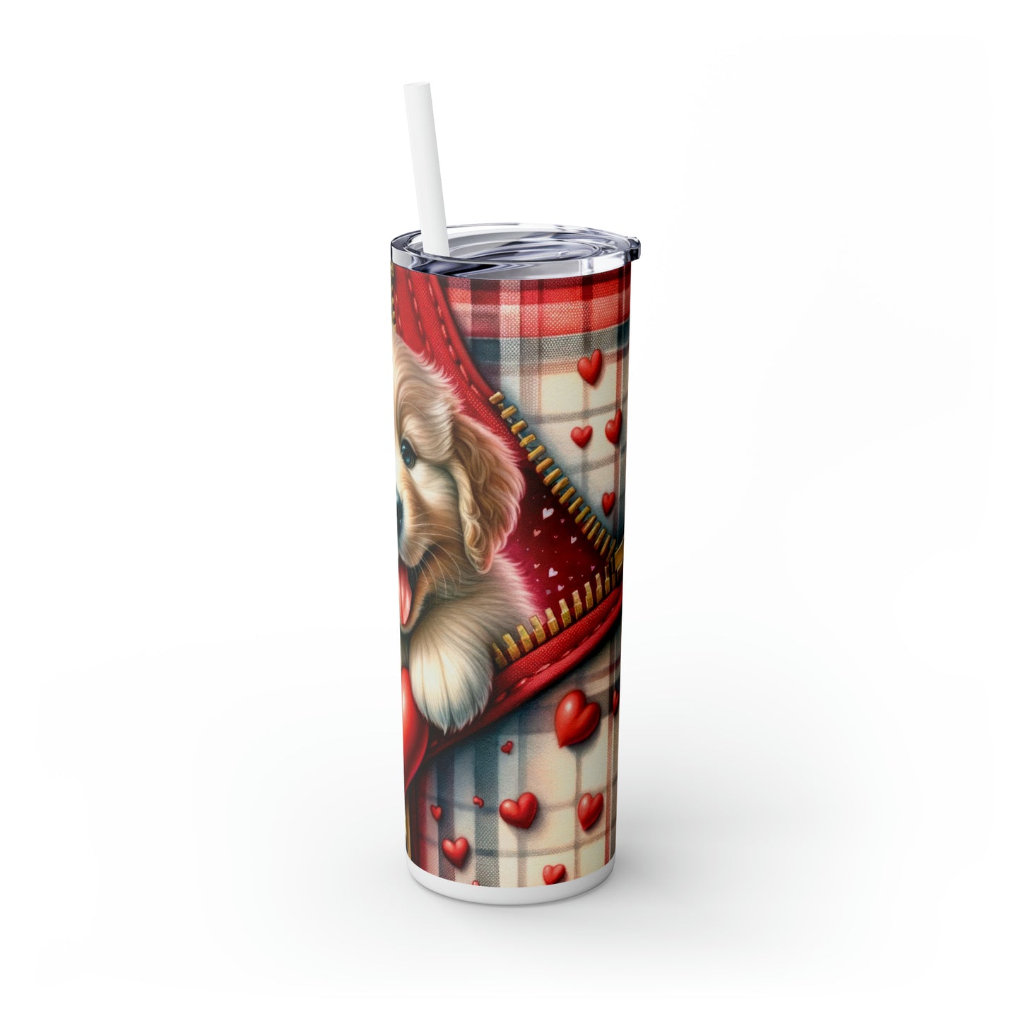 Skinny Tumbler with Straw, 20oz, Dog, Valentines Day, awd-839