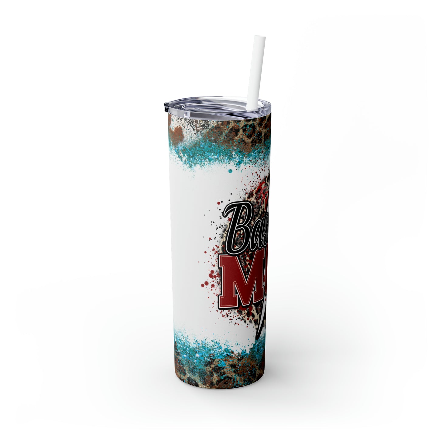 Skinny Tumbler with Straw, 20oz Baseball Mom