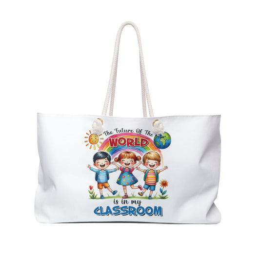 Personalised/Non-Personalised Weekender Bag, The Future of the World is in my Classroom, Valentines Day, Large Weekender Bag, Beach Bag, Book Bag