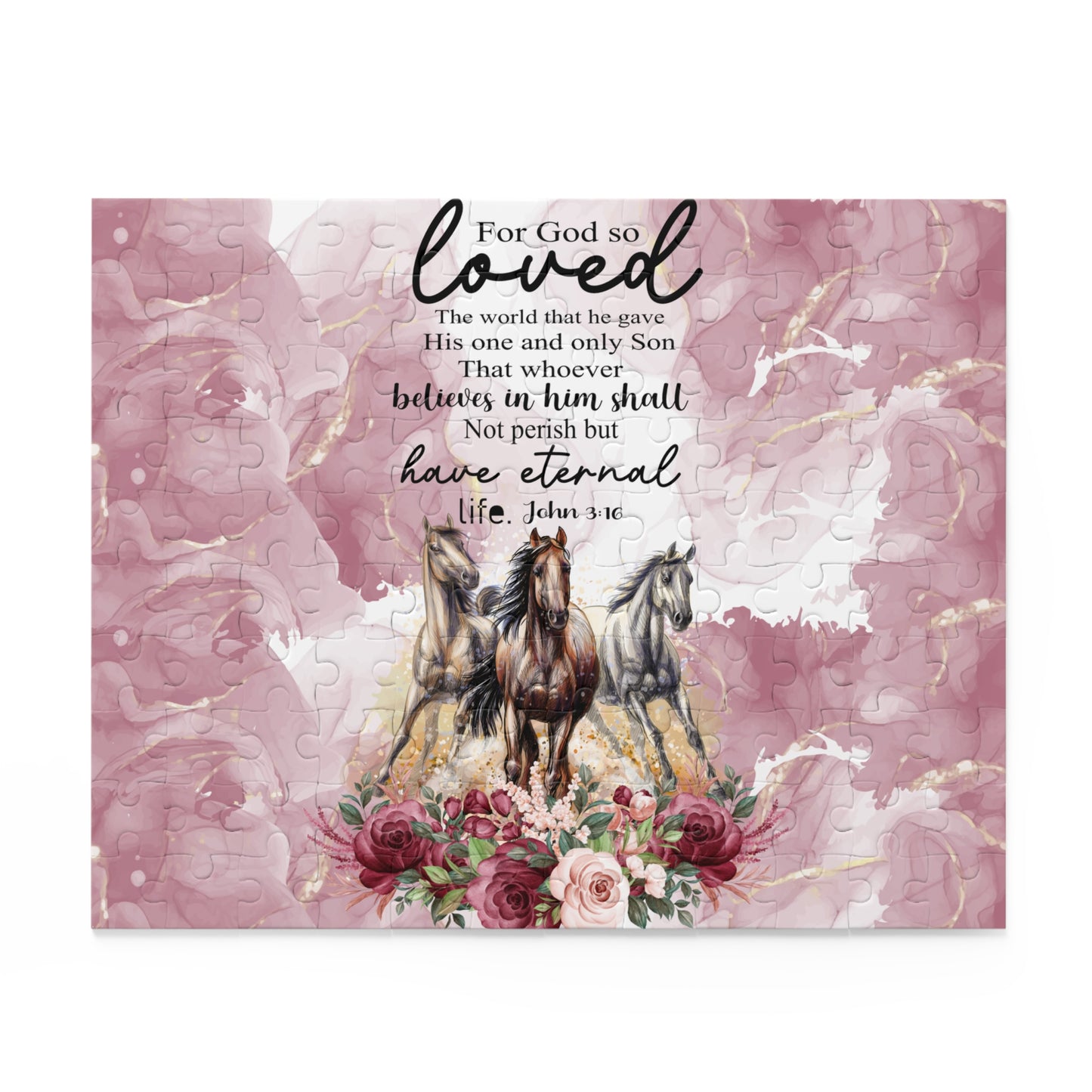 Personalised/Non-Personalised Puzzle, Horses, Bible Quote (120, 252, 500-Piece)