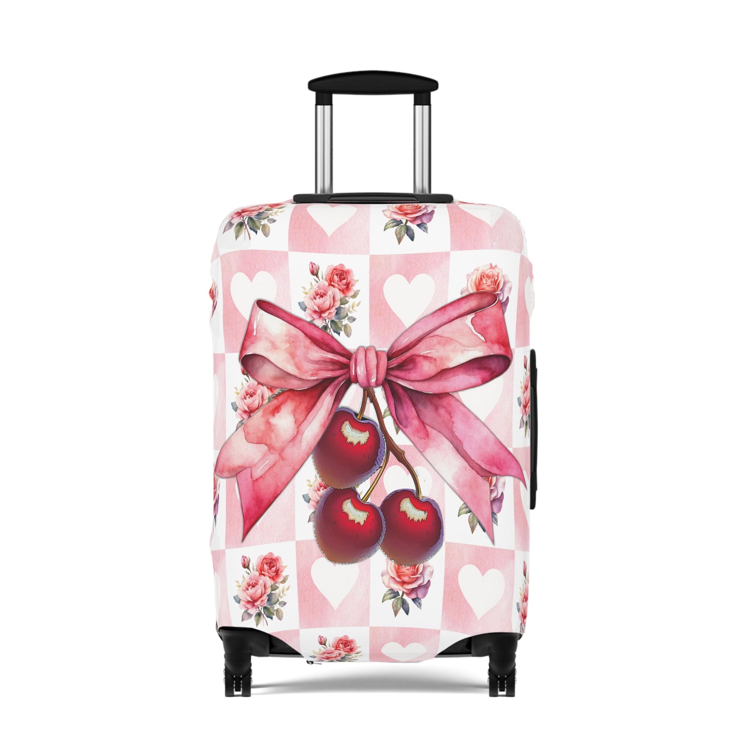 Luggage Cover, Rockabilly, Coquette, Hearts and Roses, Cherries and Ribbon, awd-2518