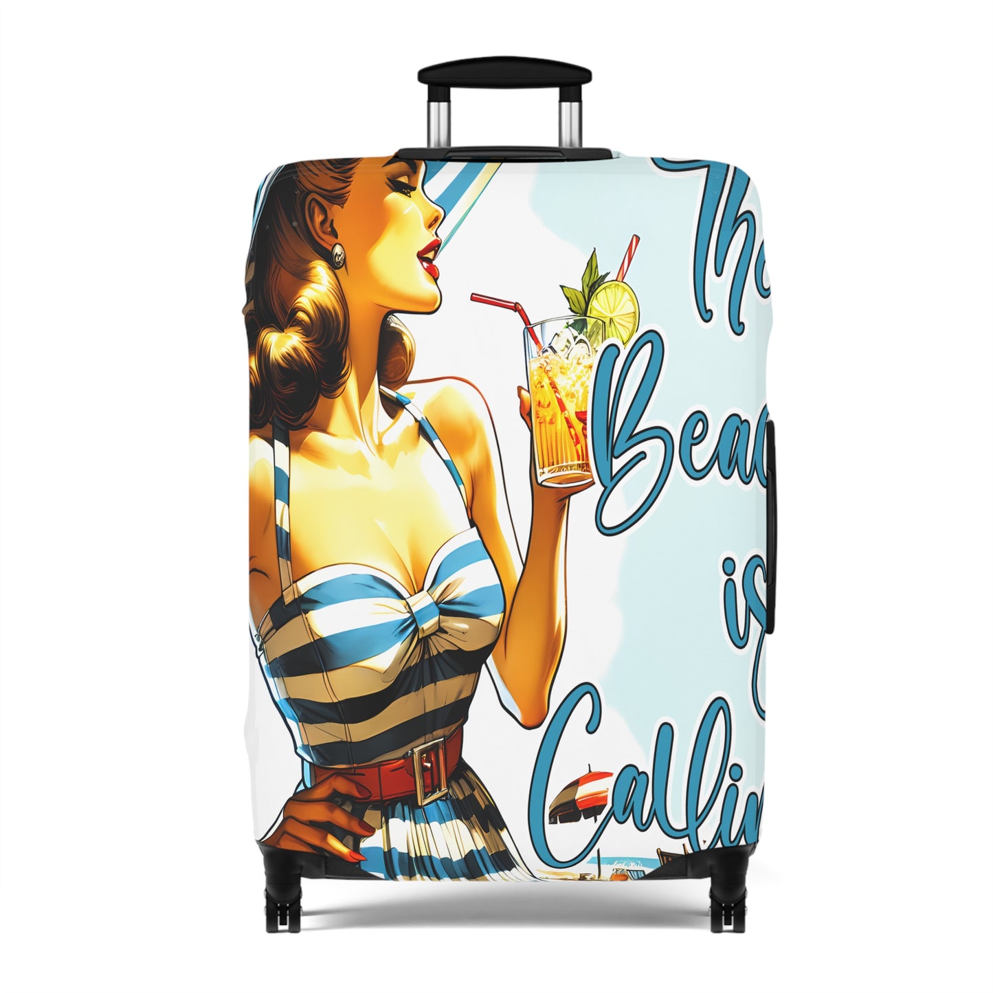 Luggage Cover, Retro Girl, The Beach is Calling, awd-3003