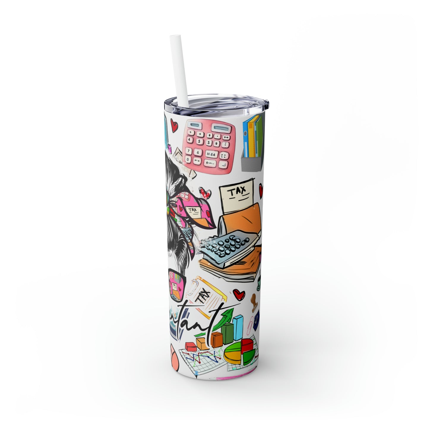 Skinny Tumbler with Straw, 20oz, Accountant