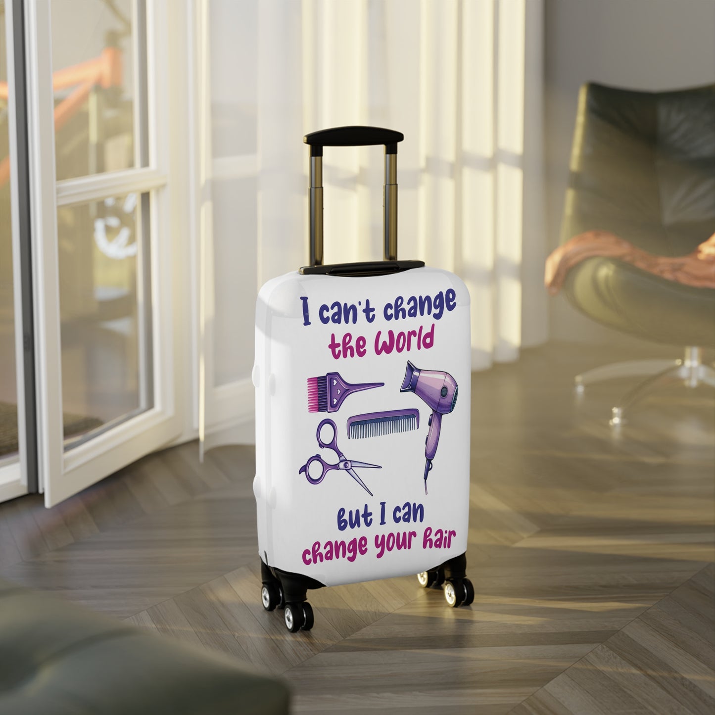 Luggage Cover, Hairdresser, I can't change the world but I can change your Hair, awd-1068