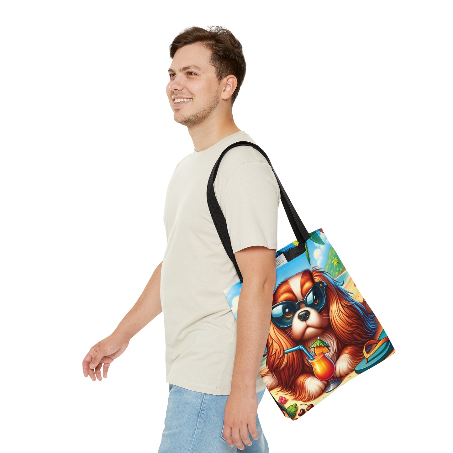 Tote Bag, Dog on Beach, Cavalier King Charles, Tote bag, awd-1204