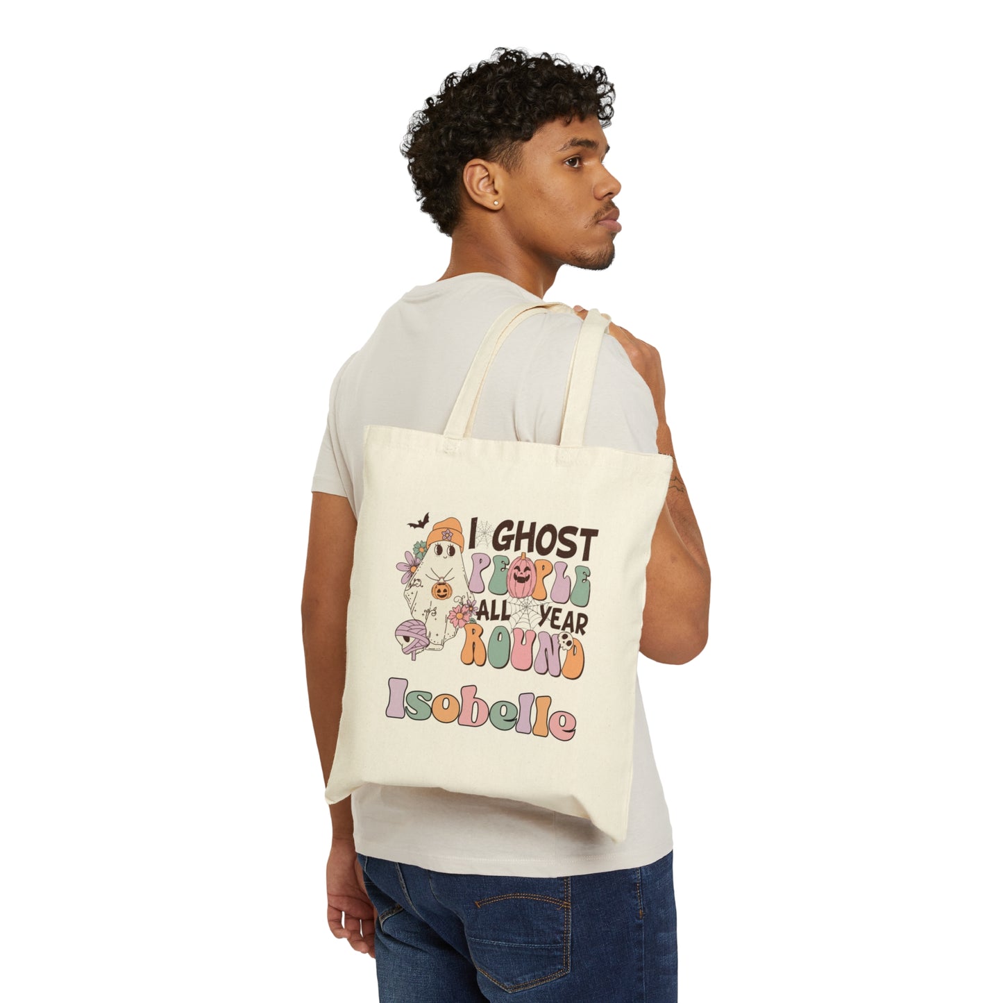 Cotton Canvas Tote Bag, Personalized Trick or Treat Bag, Personalised Halloween Bag, Halloween Tote, Kids Halloween Bag, Trick-or-Treat Bag