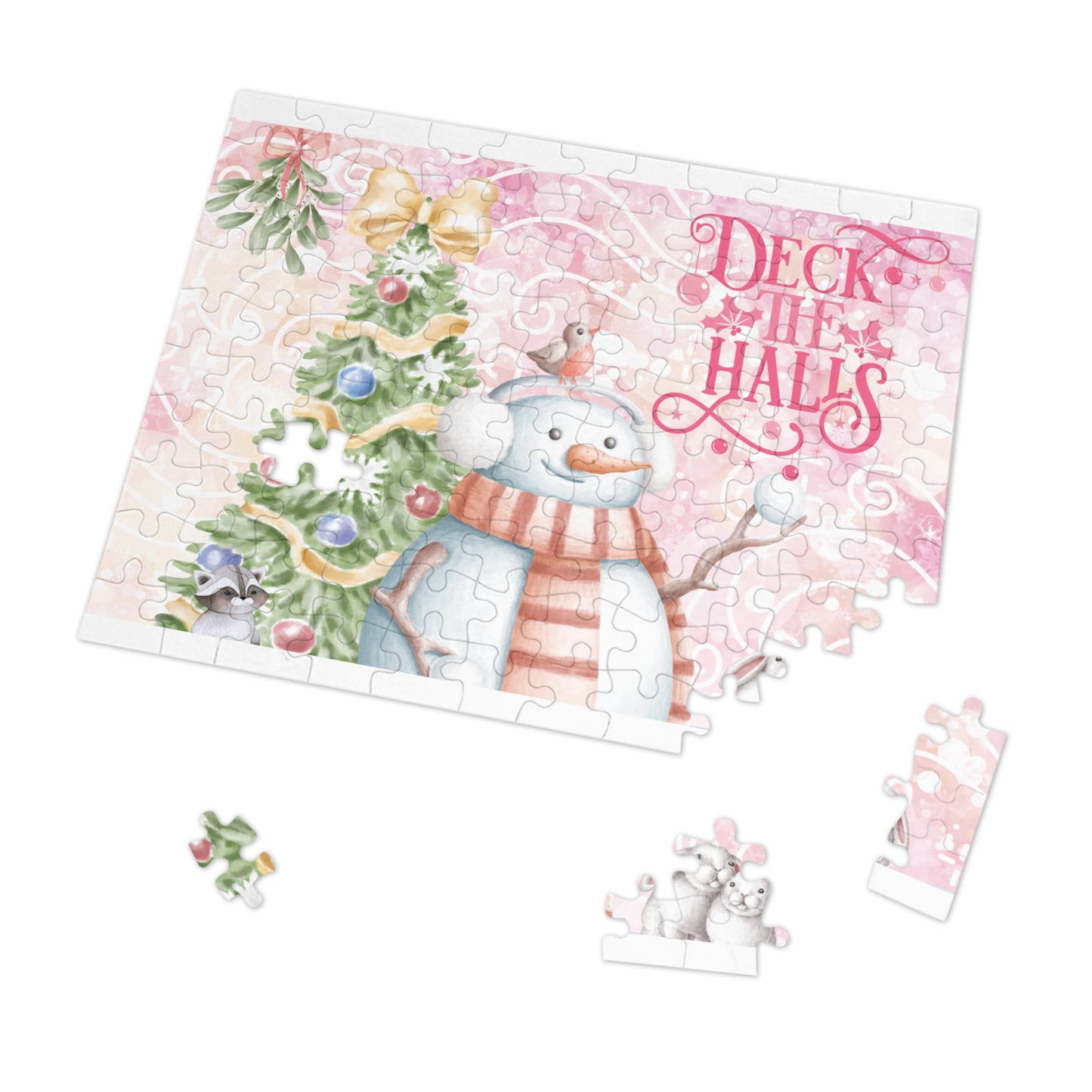 Puzzle, Christmas Snowman, Deck the Halls, Personalised/Non-Personalised (30, 110, 252, 500,1000-Piece)