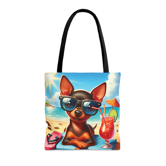 Tote Bag, Dog on Beach, Miniature Pincher, Tote bag, awd-1225