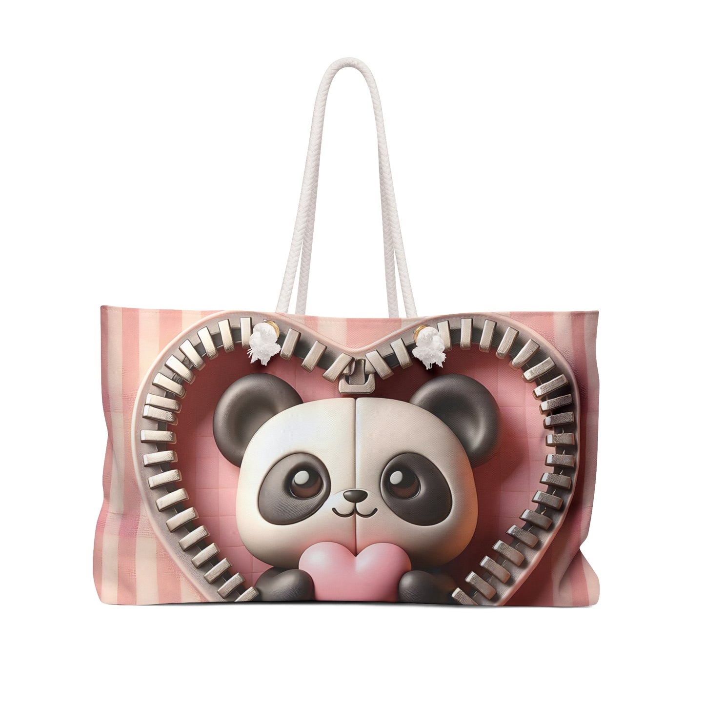 Personalised/Non-Personalised Weekender Bag, Cute Panda, Valentines Day, Large Weekender Bag, Beach Bag, Book Bag