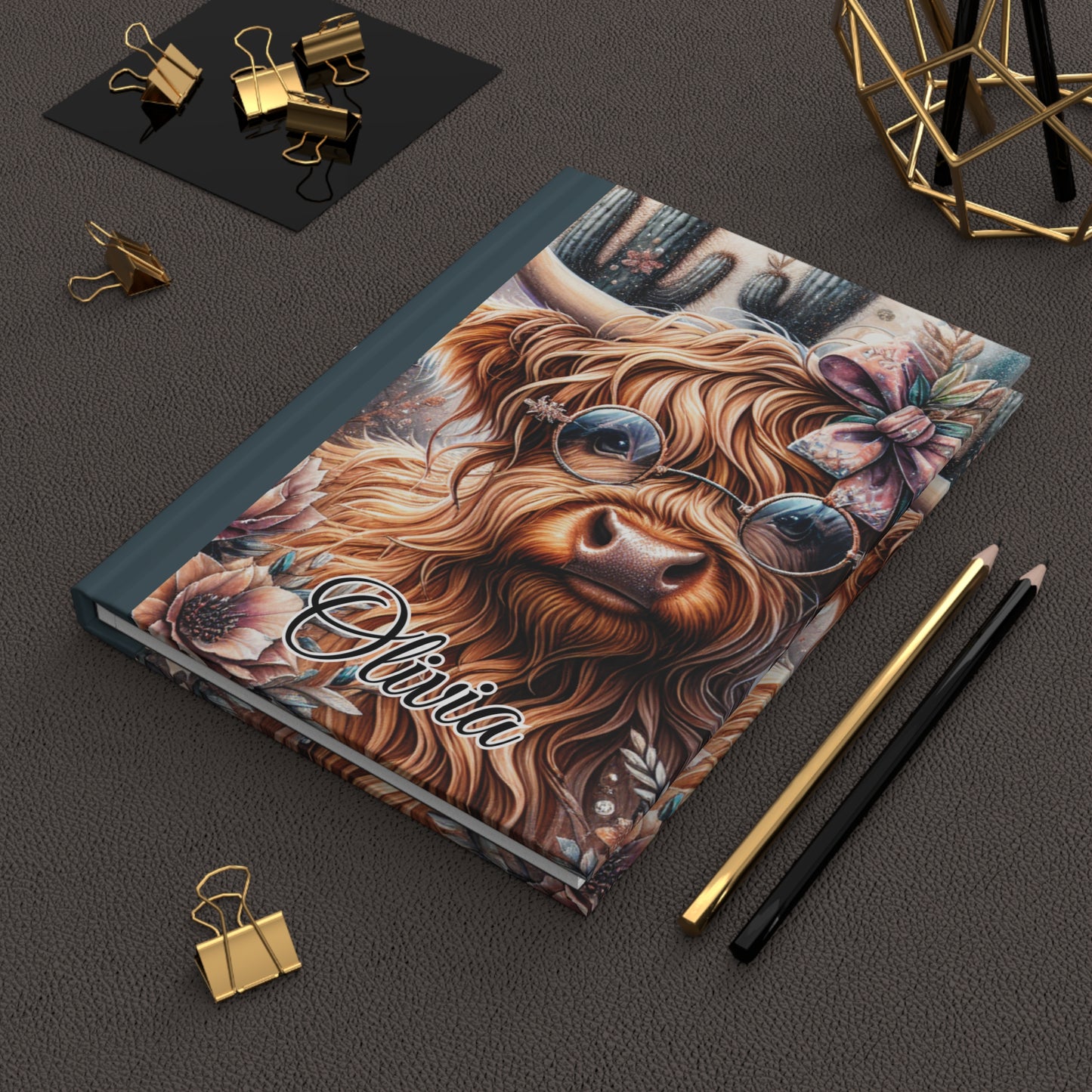 Personalised Hardcover Journal Matte, Highland Cow, awd-1420