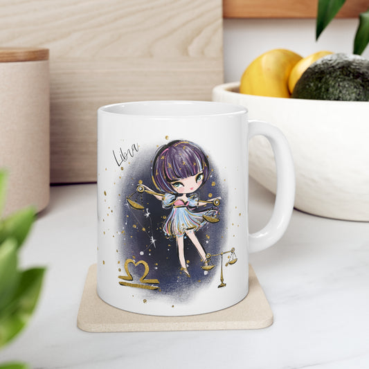 Personalised/Non Personalised Zodiac Sign, Libra, Ceramic Mug 11oz