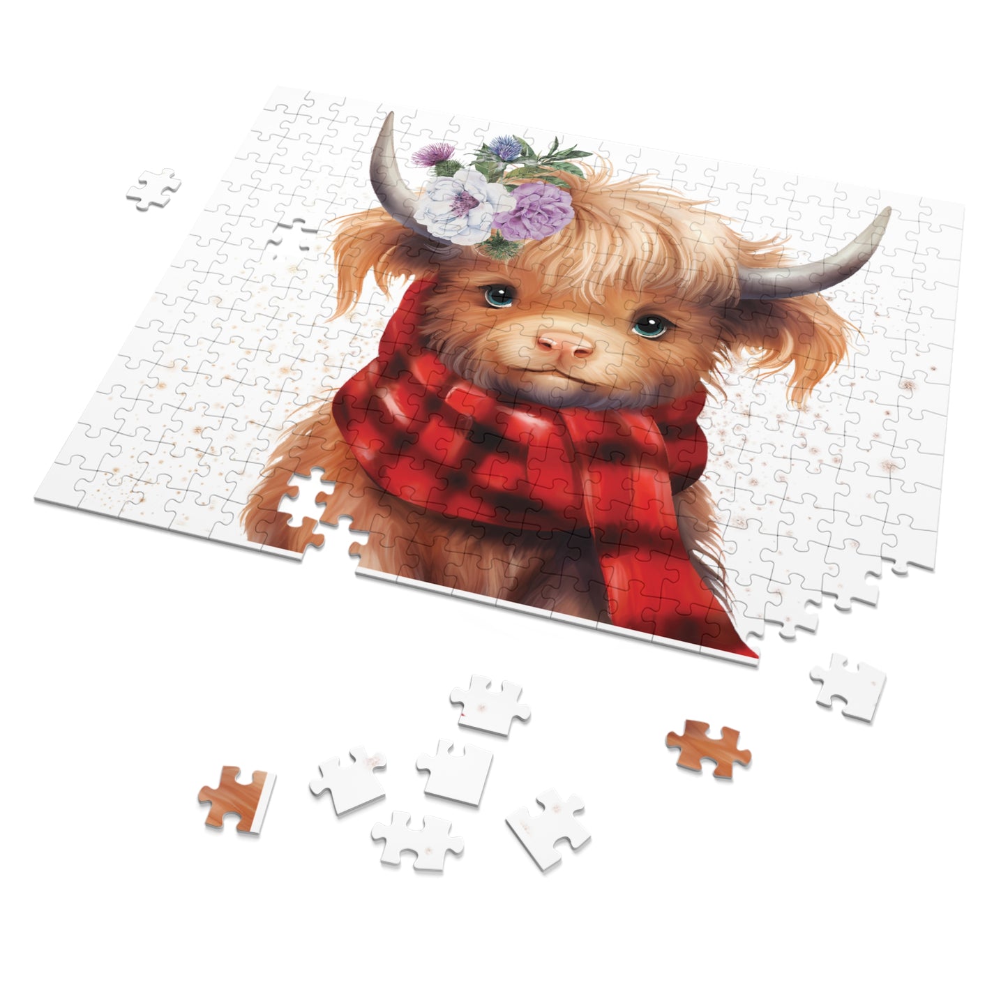 Puzzle, Highland Cow, Personalised/Non-Personalised (30, 110, 252, 500,1000-Piece) Awd-553