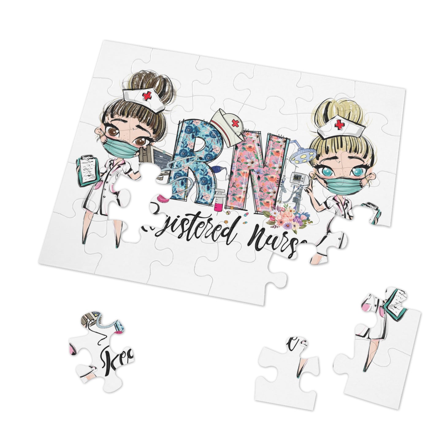 Puzzle, Nurse, RN Nurse, Registered Nurse Floral, Personalised/Non-Personalised (30, 110, 252, 500,1000-Piece) awd-639