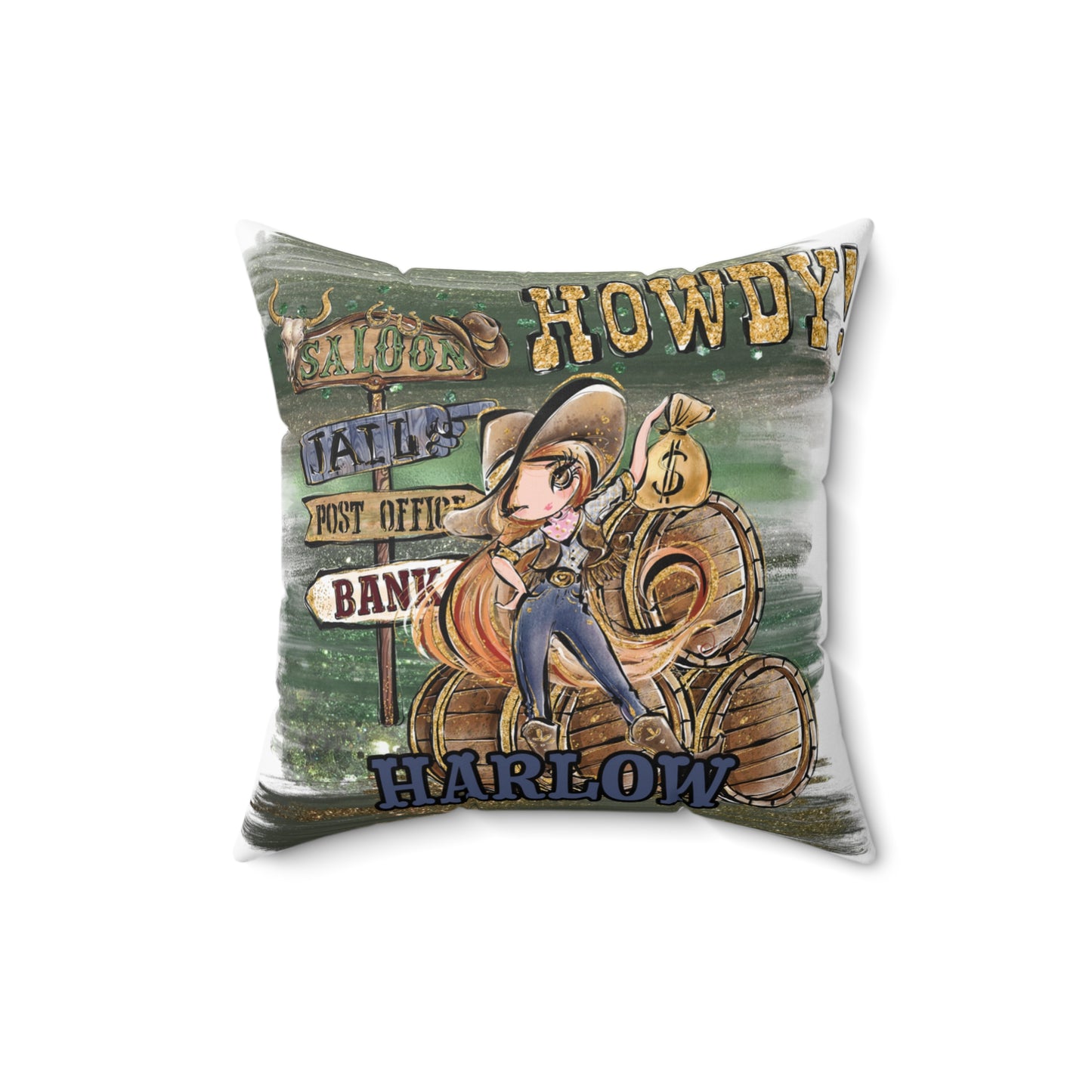 Personalised Howdy Cushion, Red Hair Brown Eyes, Polyester Square Cushion, Christmas cushion