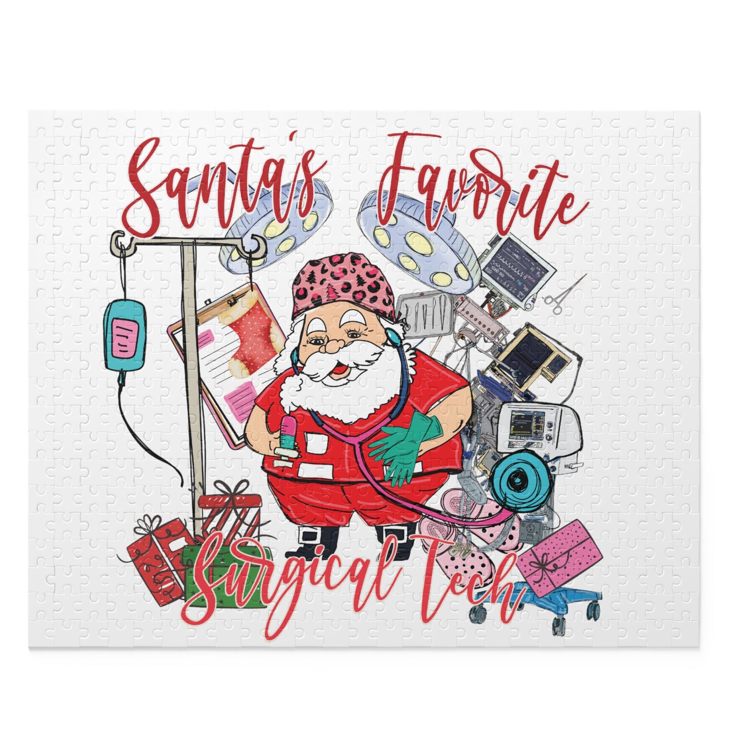 Personalised/Non-Personalised Puzzle, Santa's Favorite Surgical Tech (120, 252, 500-Piece)