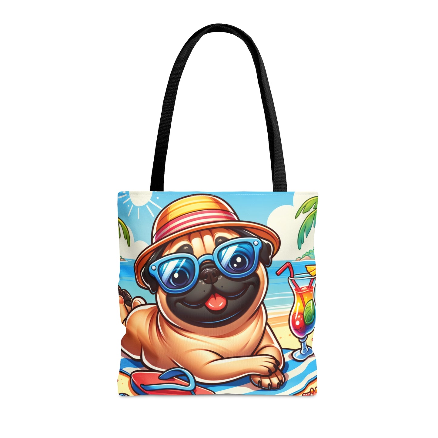 Tote Bag, Dog on Beach,Pug, Tote bag,  awd-1238