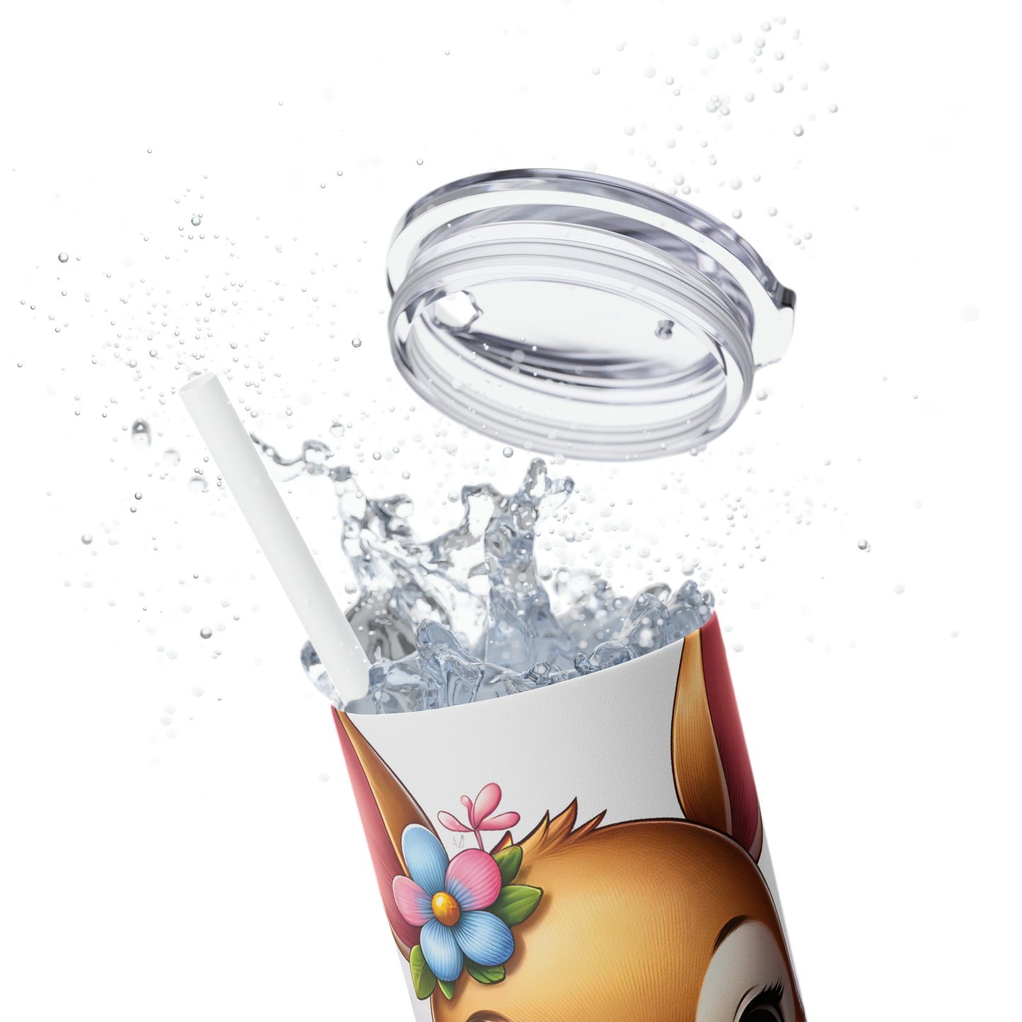 Skinny Tumbler with Straw, 20oz, Easter, Baby Deer, awd-1269