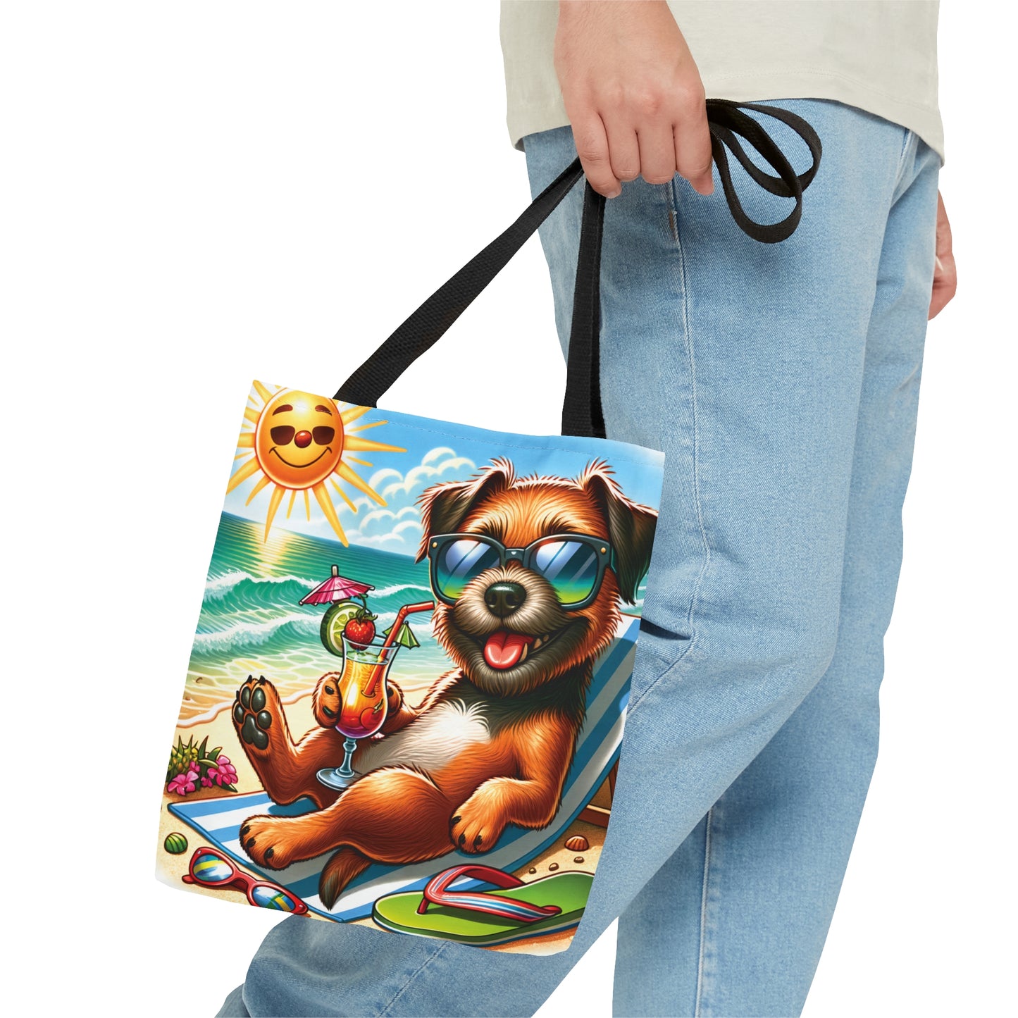 Tote Bag, Dog on Beach, Border Terrier, Tote bag, awd-1104