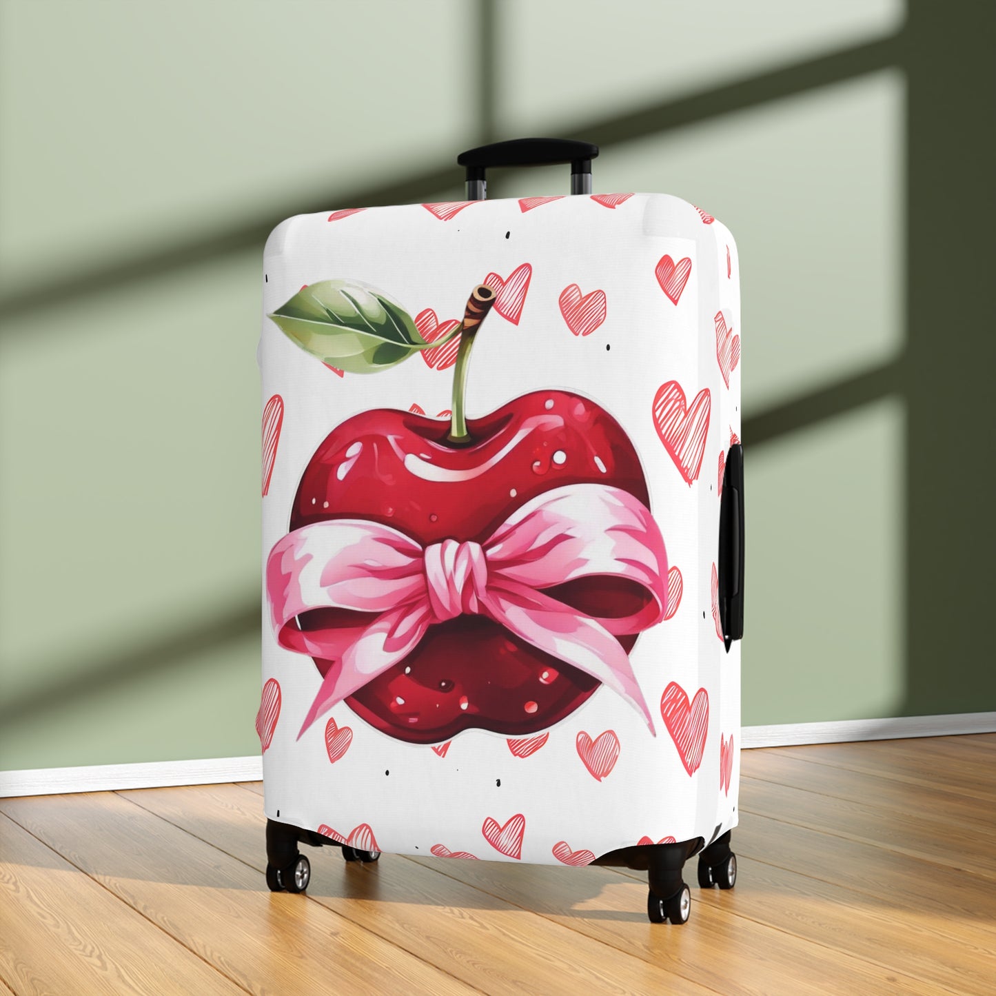 Luggage Cover, Rockabilly, Coquette, Hearts, Apple and Ribbon, awd-2524