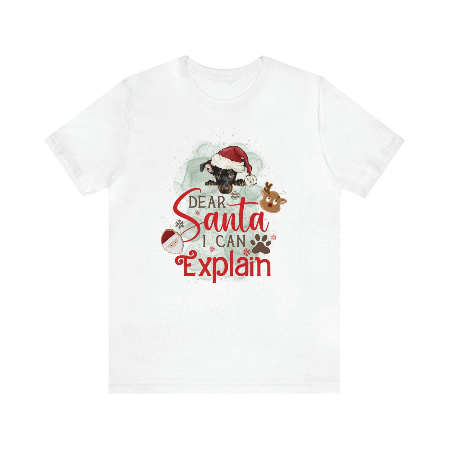 Unisex Jersey Short Sleeve Tee, Dog Paws, Dear Santa I Can Explain, Dear Santa Tee, Christmas Tee, Super Soft 9 Sizes