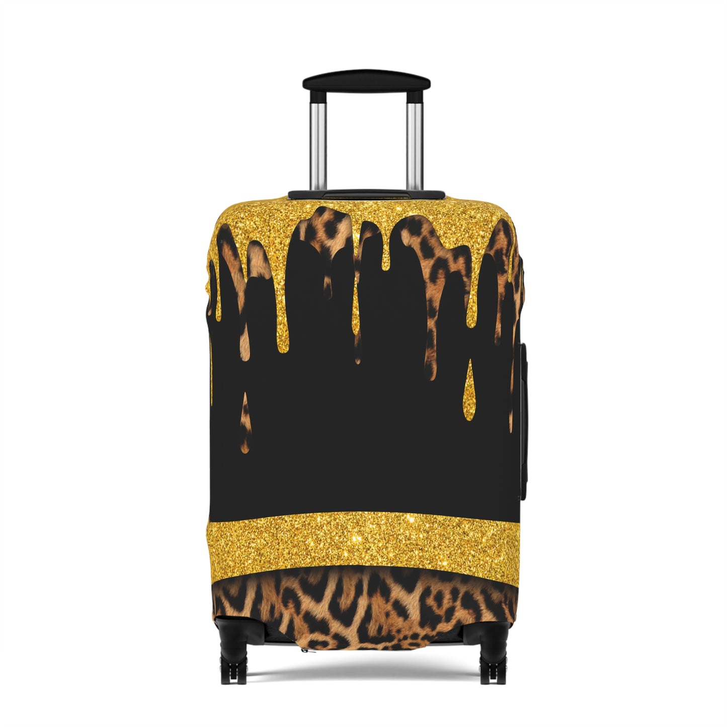 Luggage Cover, Black and Gold Leopard Print, awd-3108