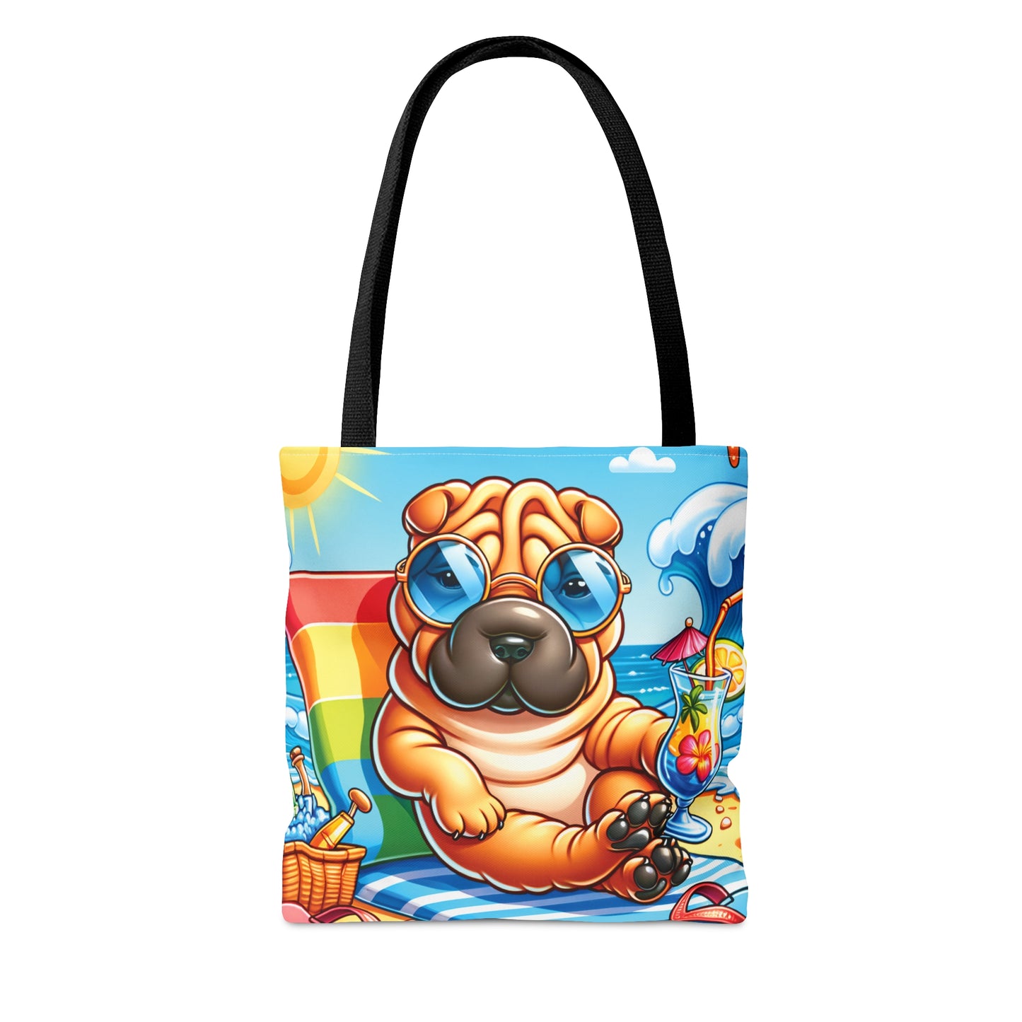 Tote Bag, Dog on Beach, Shar Pei, Tote bag, awd-1242