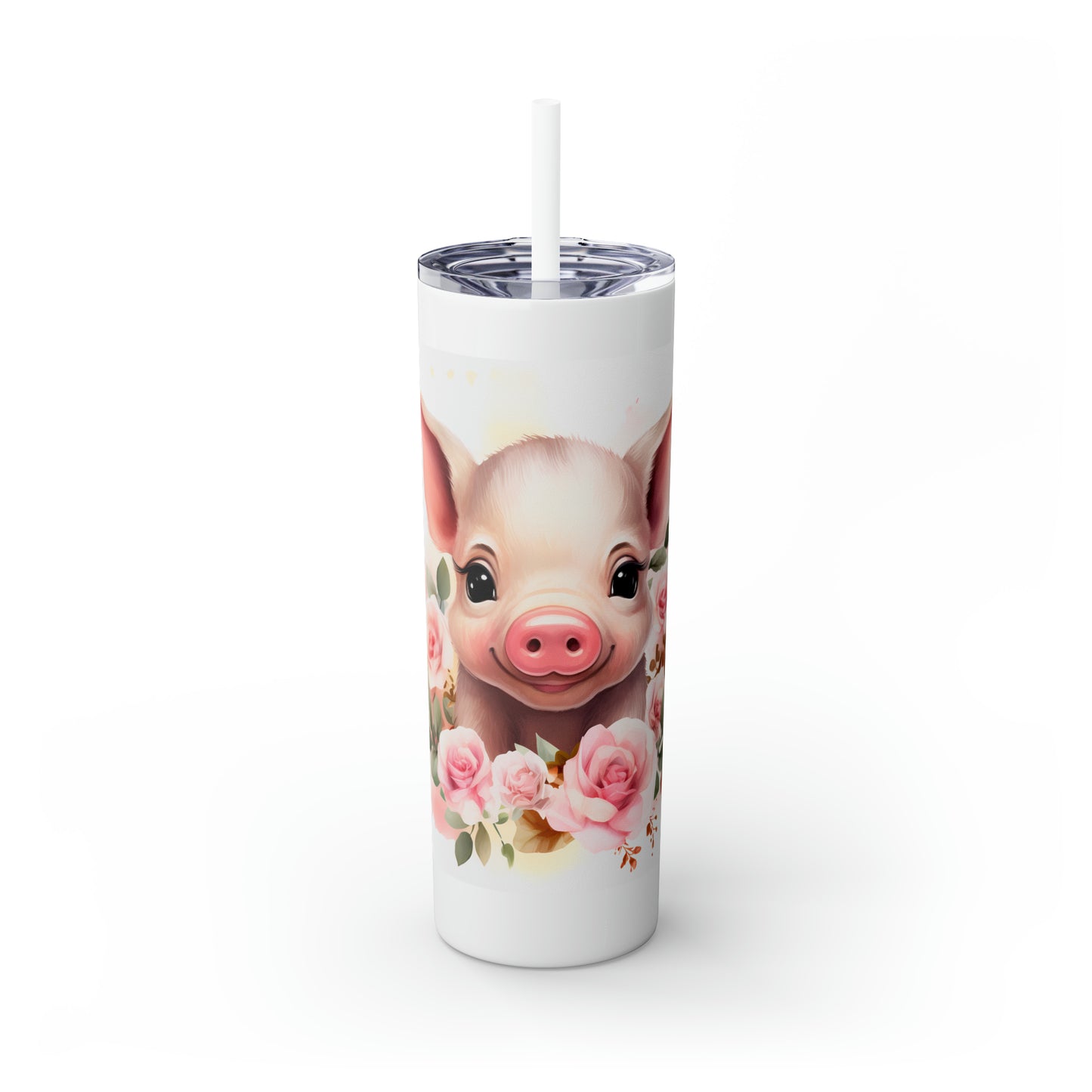 Skinny Tumbler with Straw, 20oz, Pig